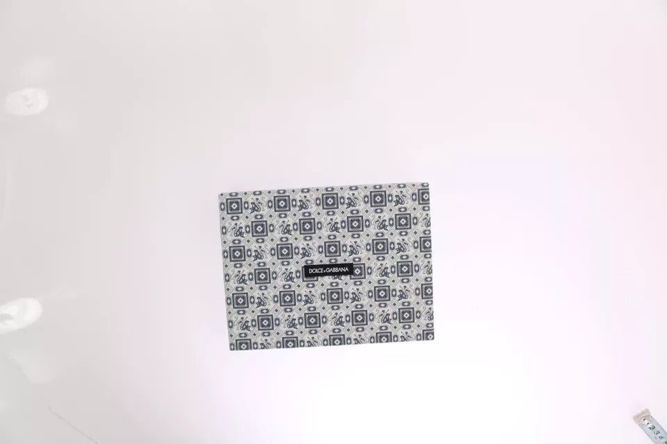 Dolce & Gabbana Weiß Blaue Seidenfliege Ledergürtel Geschenkbox Set