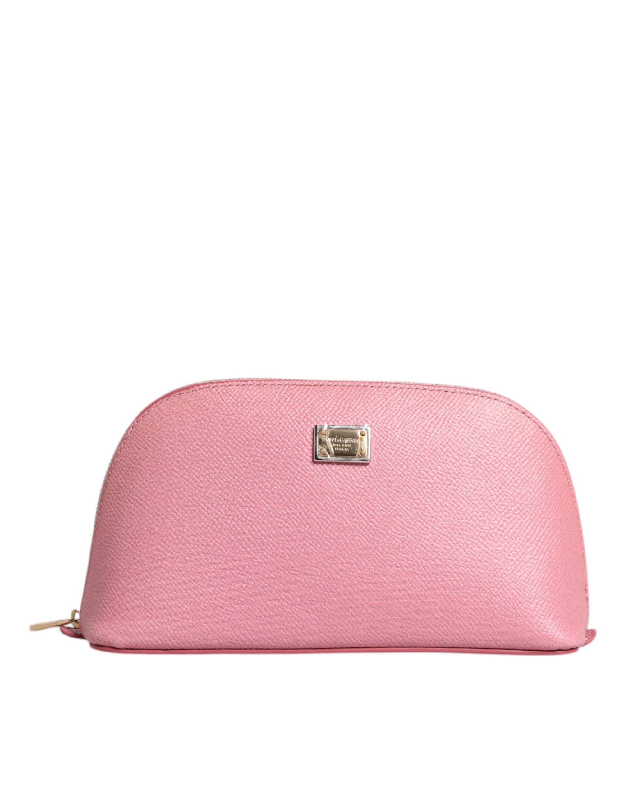 Dolce & Gabbana Rosa Leder DG Logo Zip um Hand Geldbeutel Brieftasche