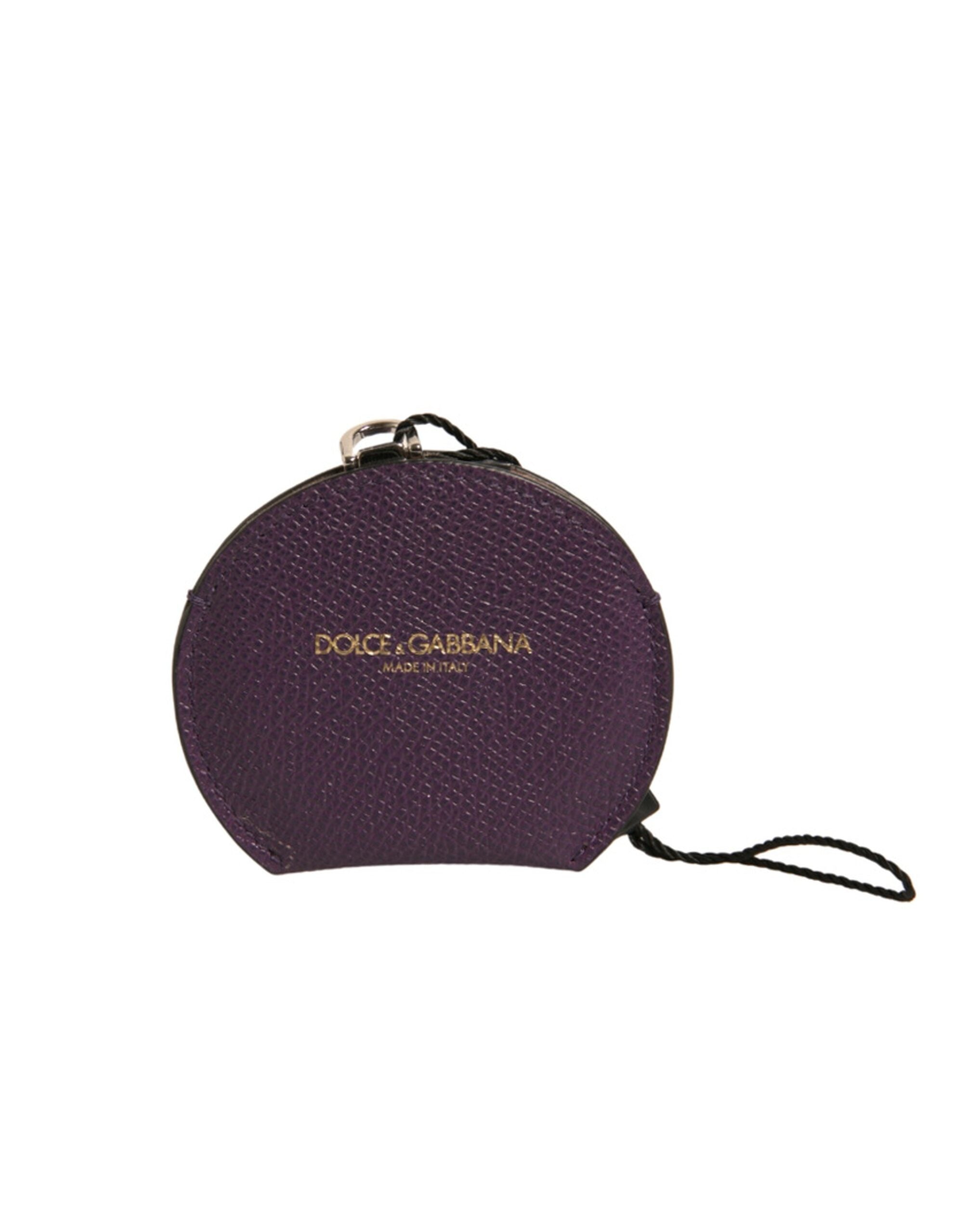 Dolce & Gabbana Violetter Handspiegelhalter aus Kalbsleder mit rundem Logo