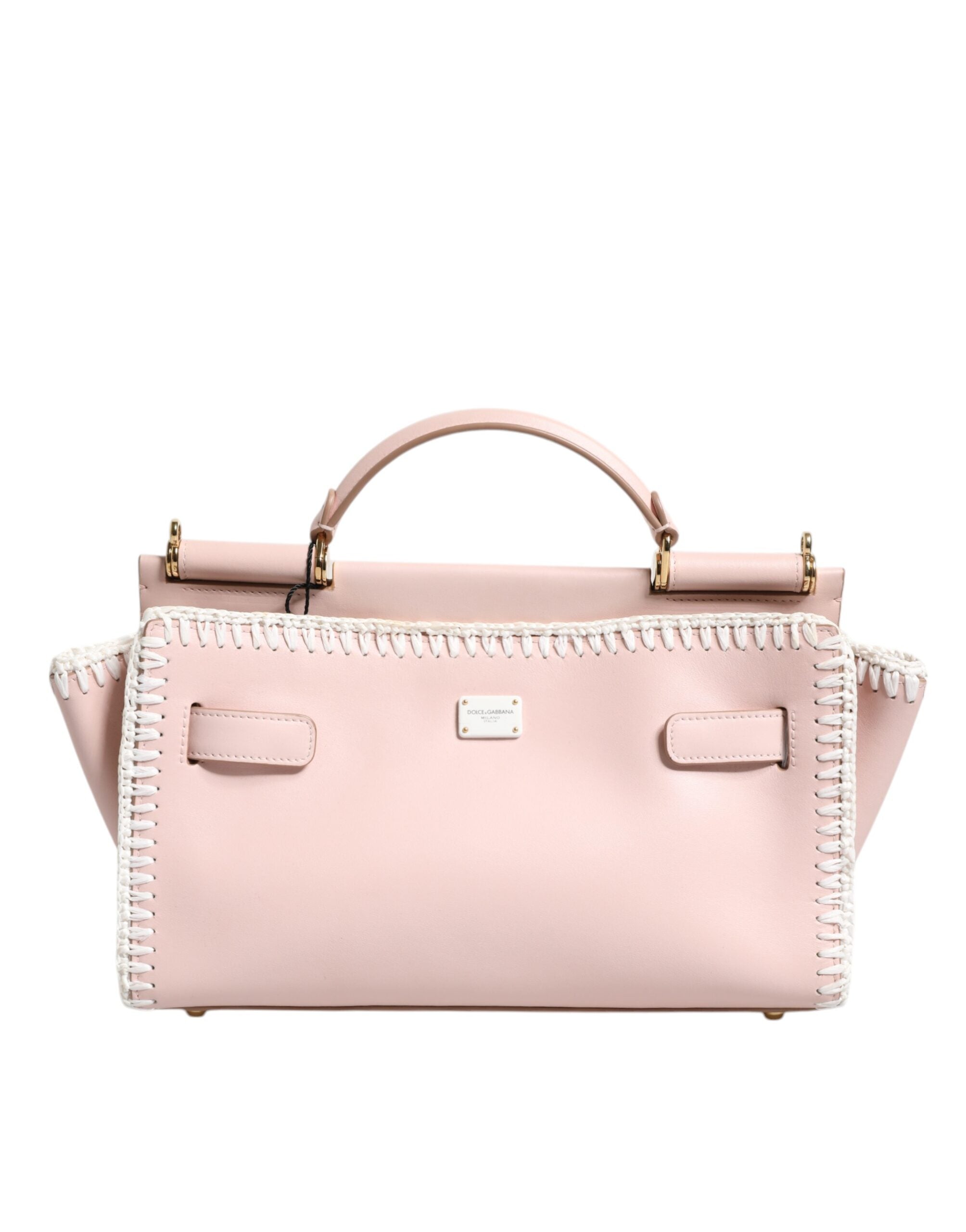 Dolce & Gabbana Hellrosa Logo-Plakette Crossbody Bag aus weichem Leder mit Riemen
