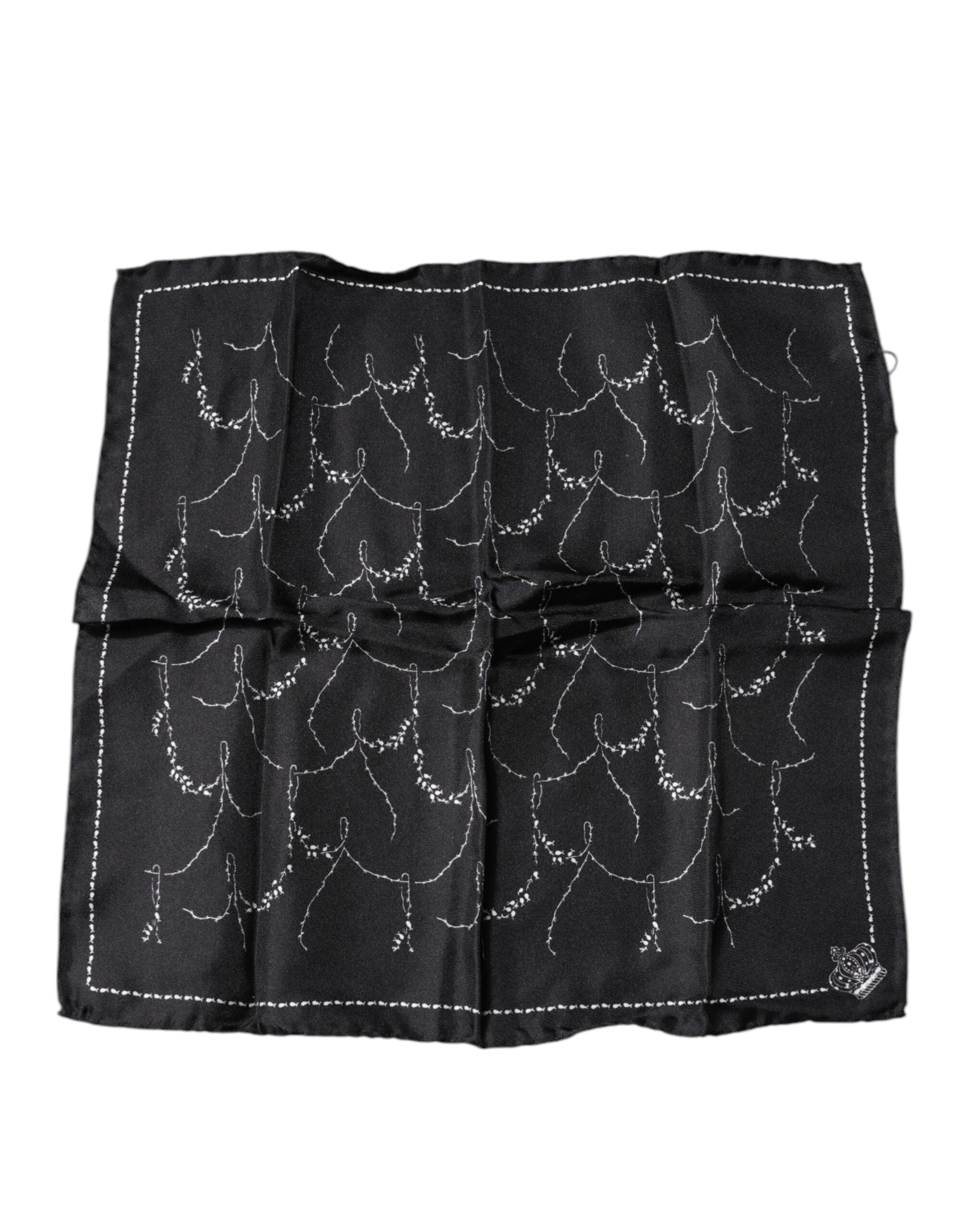 Dolce & Gabbana Schwarz gemustertes Seidentaschentuch Halstuch