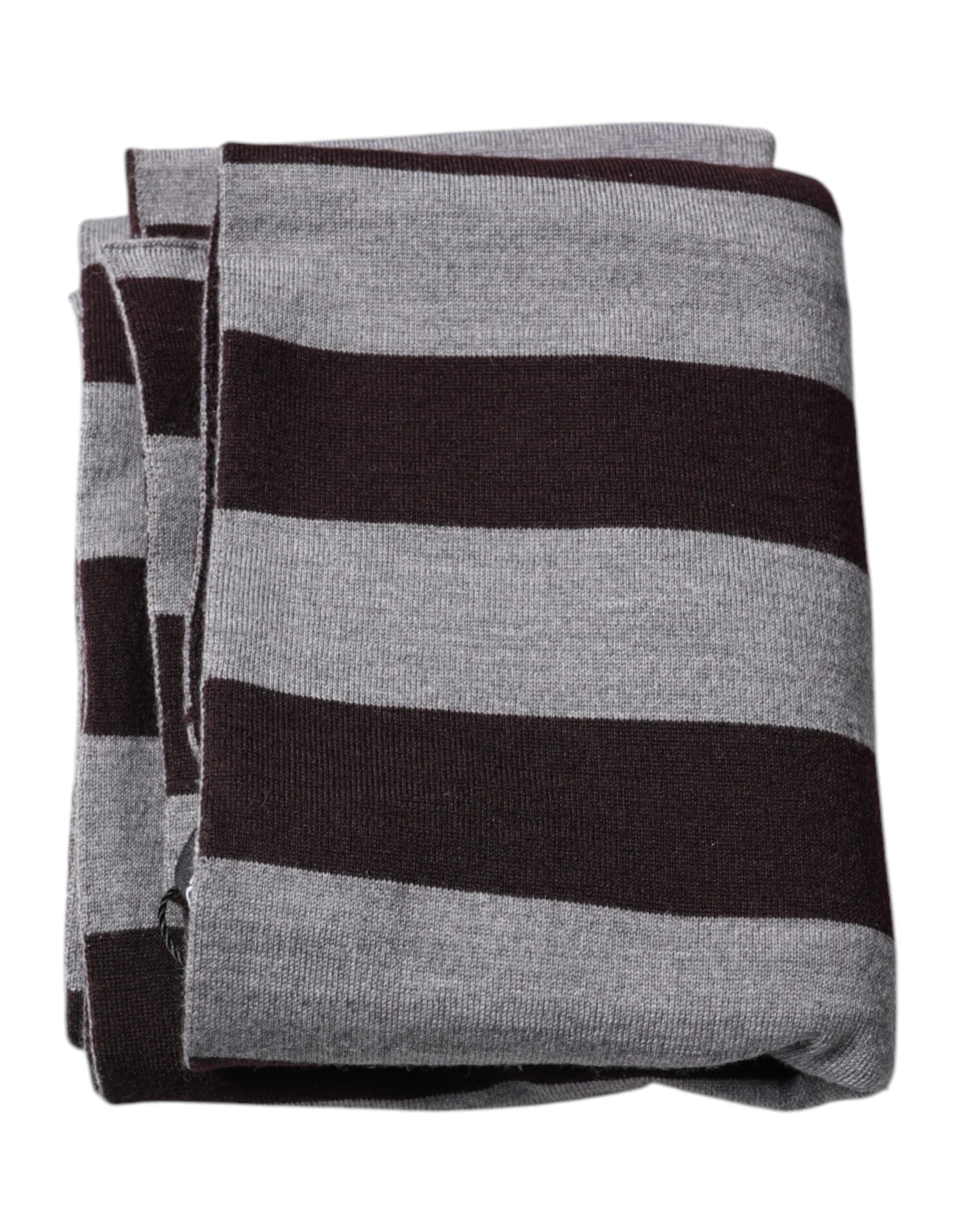 Dolce & Gabbana Schwarz-grau gestreiftes Wollhalstuch