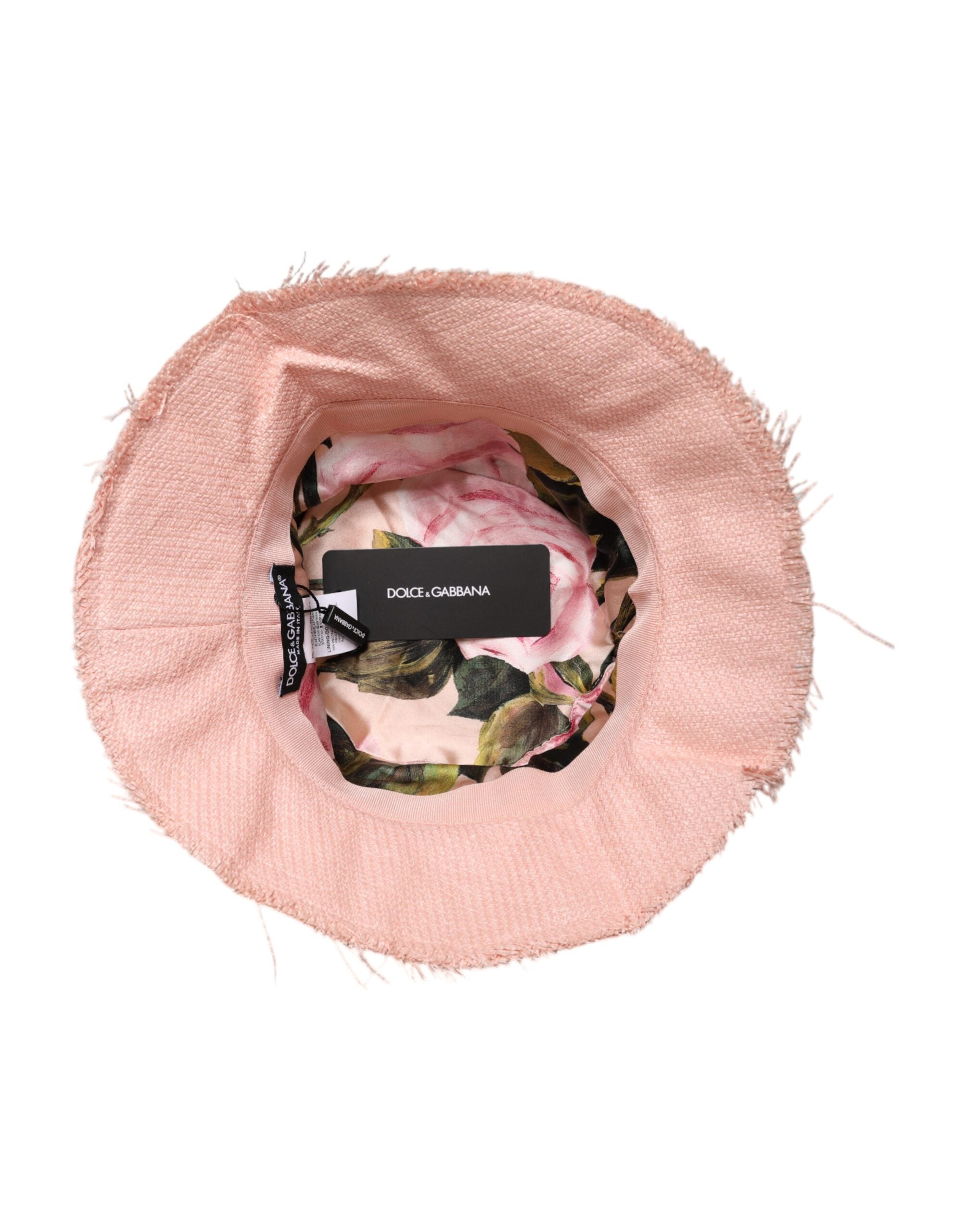 Dolce & Gabbana Rosa Baumwoll-Eimerhut mit breiter Krempe