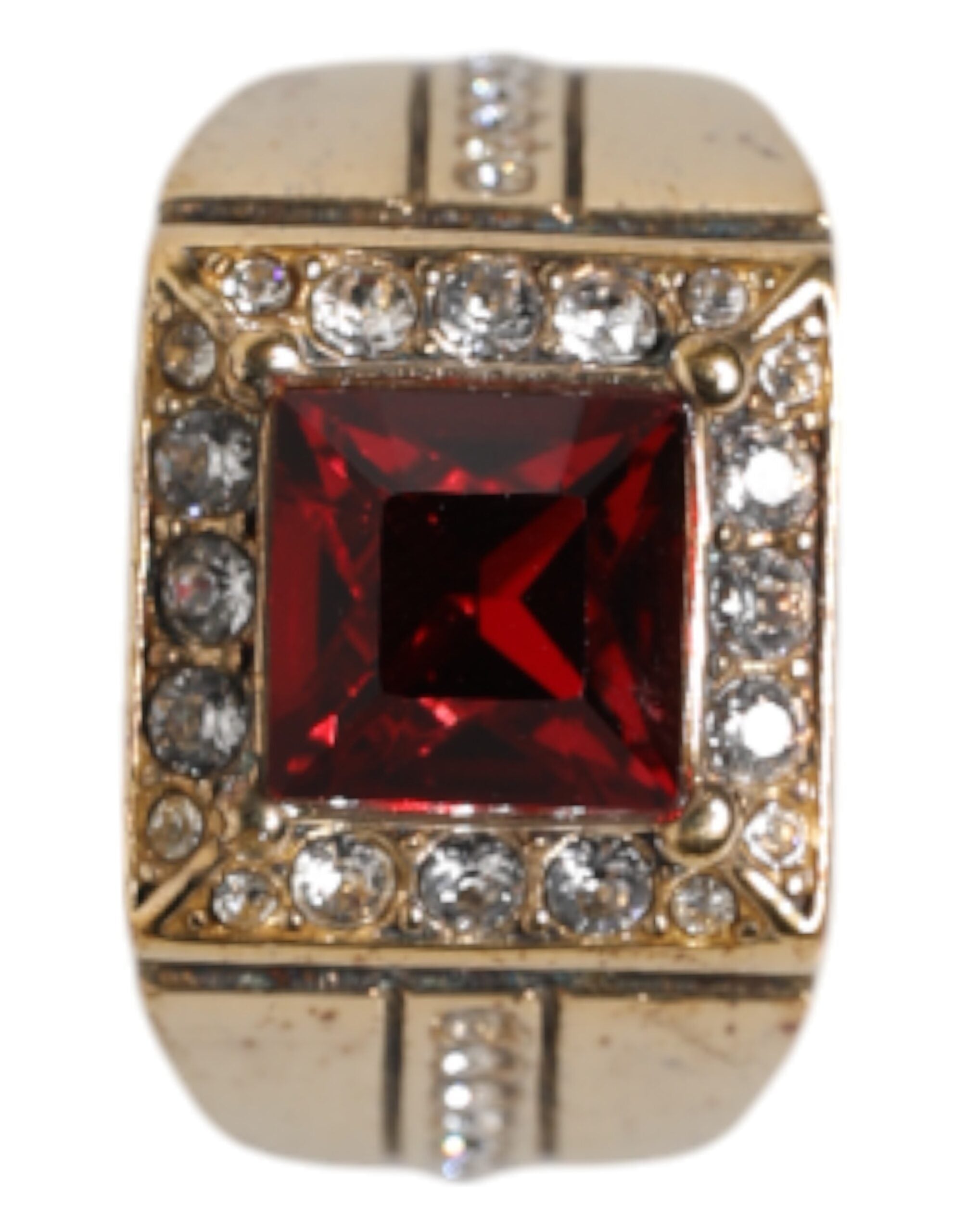 Dolce & Gabbana Goldfarbener Sterling Silber 925 Kristalle Ring