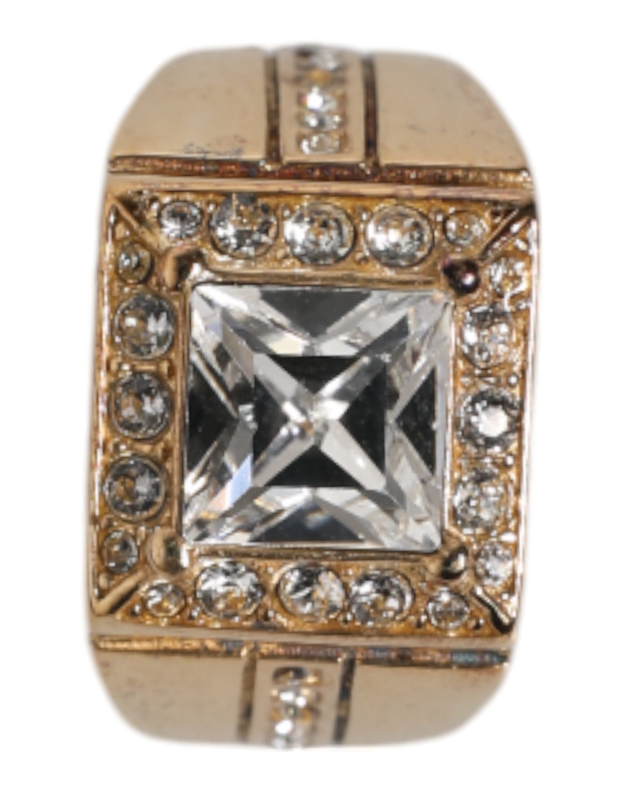 Dolce & Gabbana Goldfarbener Sterling Silber 925 Kristalle Ring
