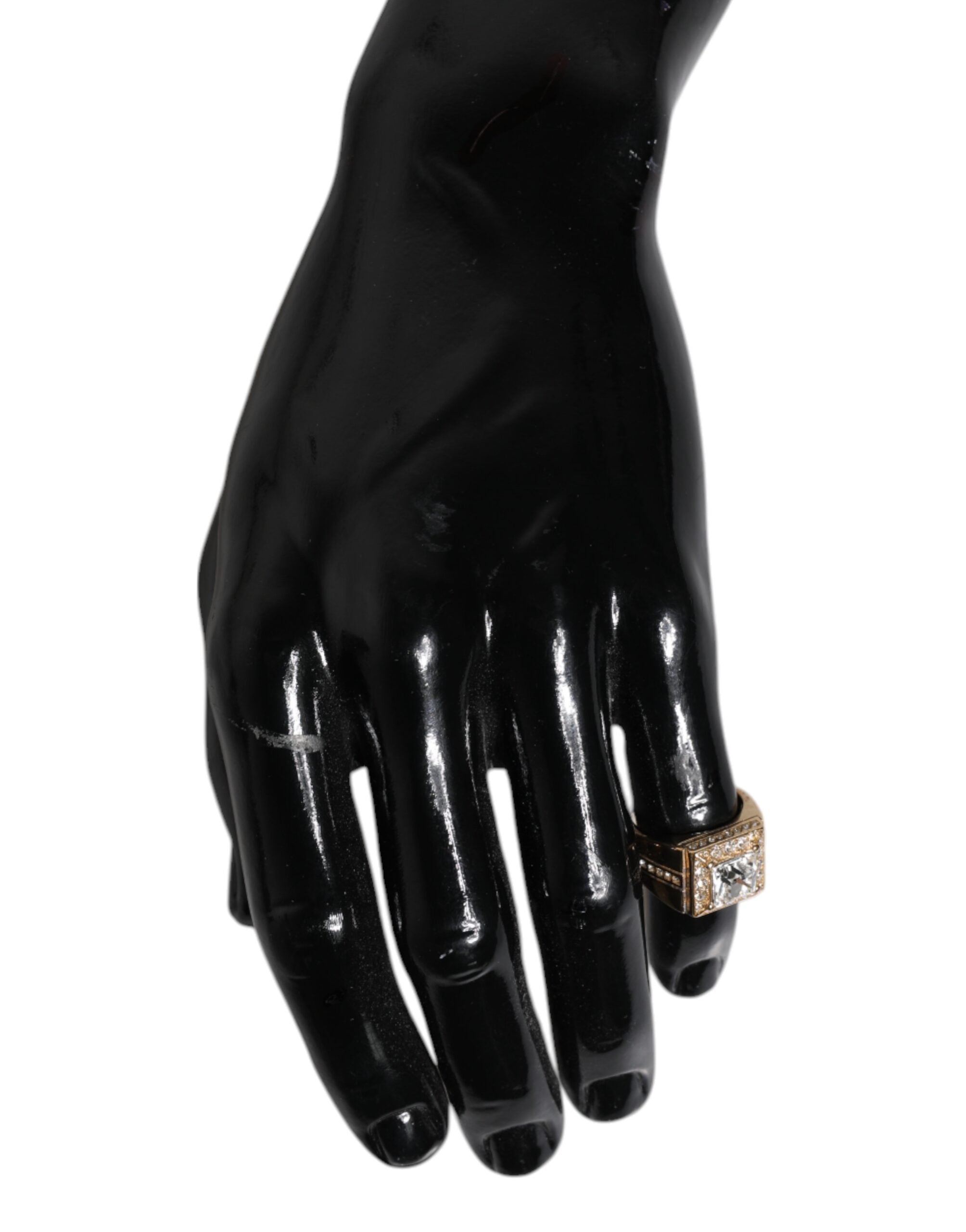 Dolce & Gabbana Goldfarbener Sterling Silber 925 Kristalle Ring