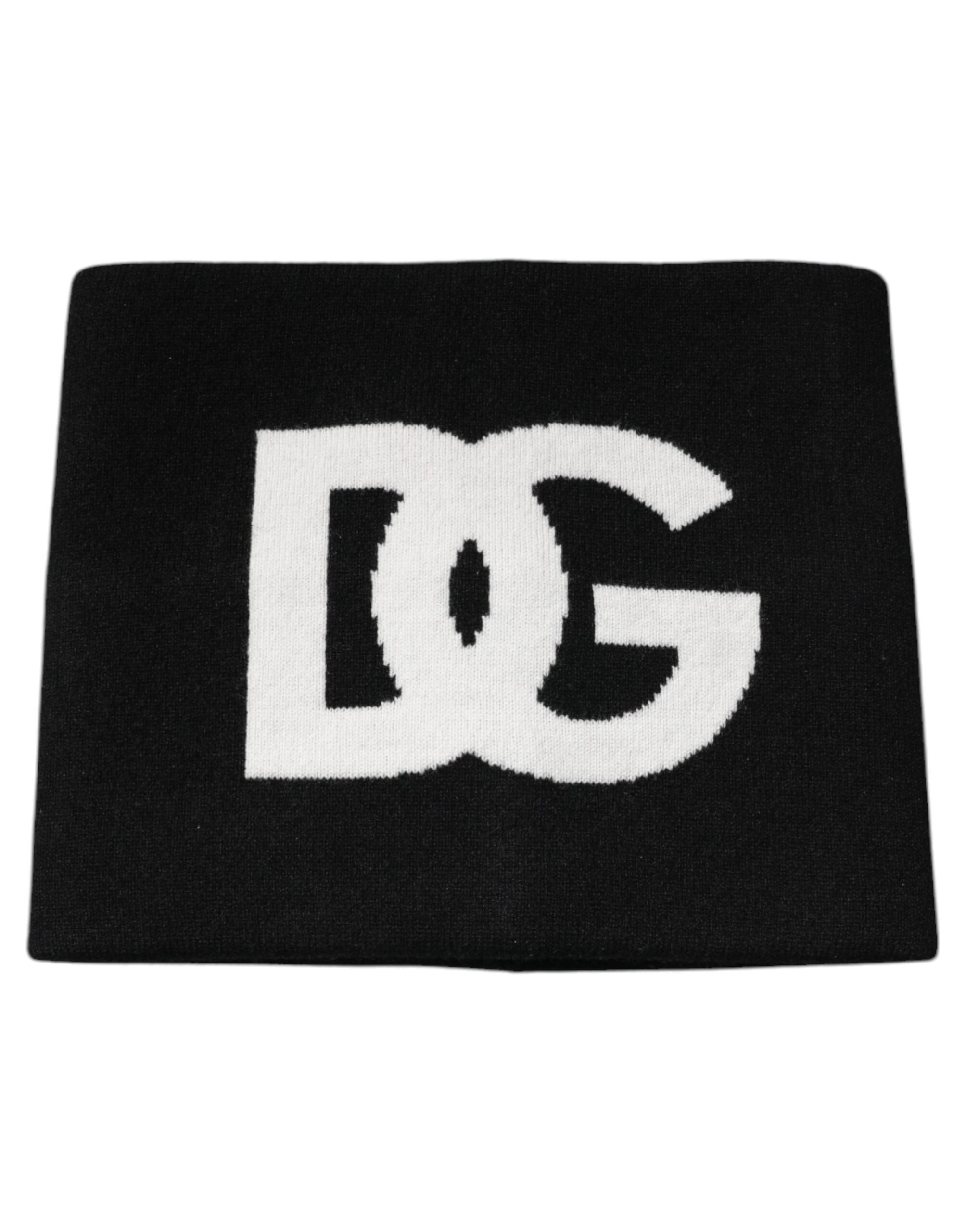 Dolce & Gabbana Schwarzer Kaschmir DG Logo Square Taschentuchschal