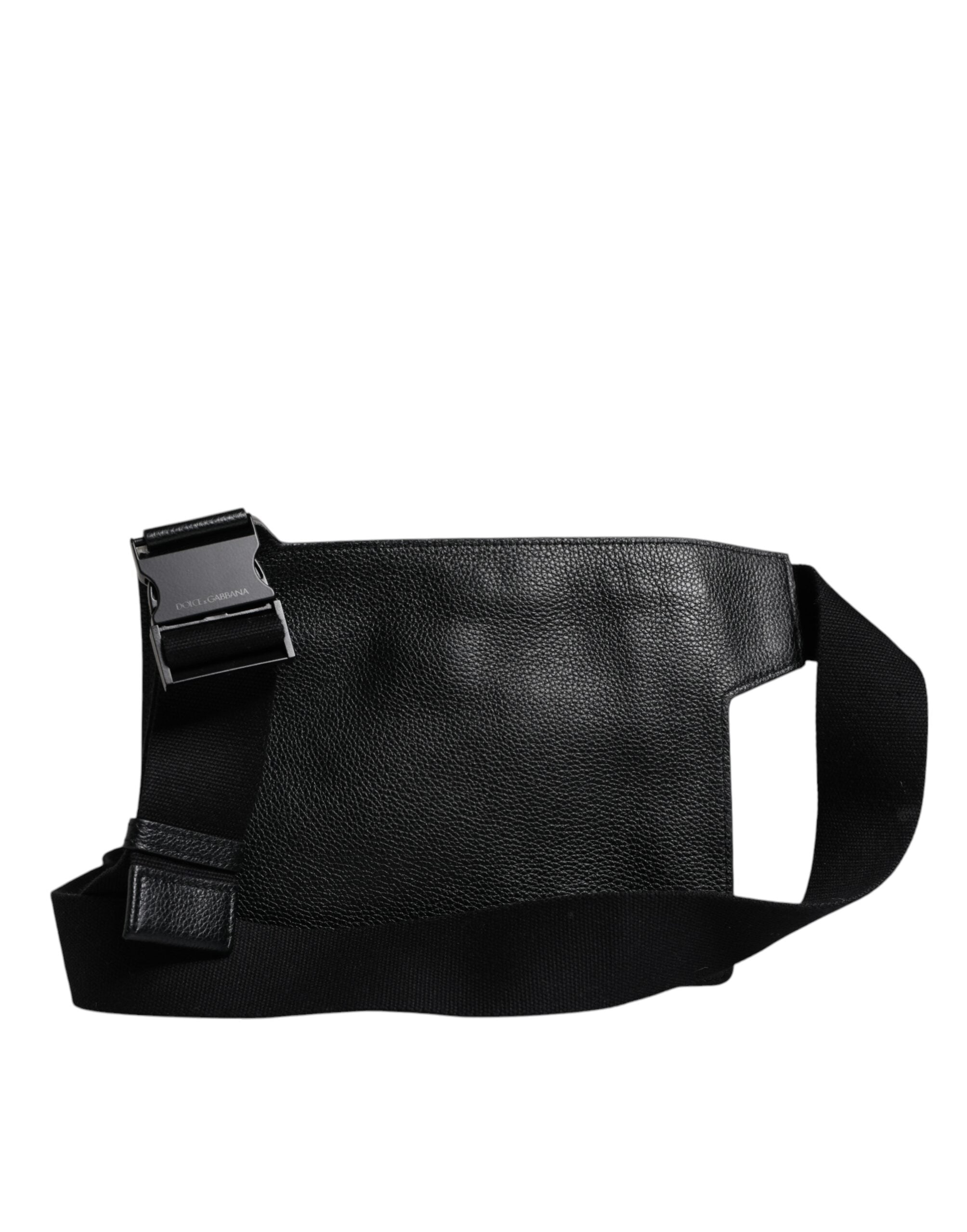 Dolce & Gabbana Schwarze Messenger-Crossbody-Tasche aus Kalbsleder