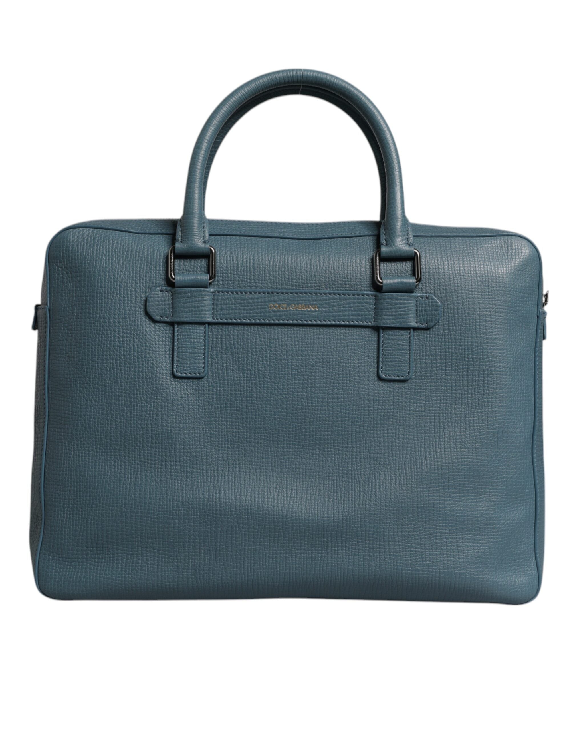 Dolce & Gabbana Blaue Logo-Doppelgriff-Messenger-Aktentasche