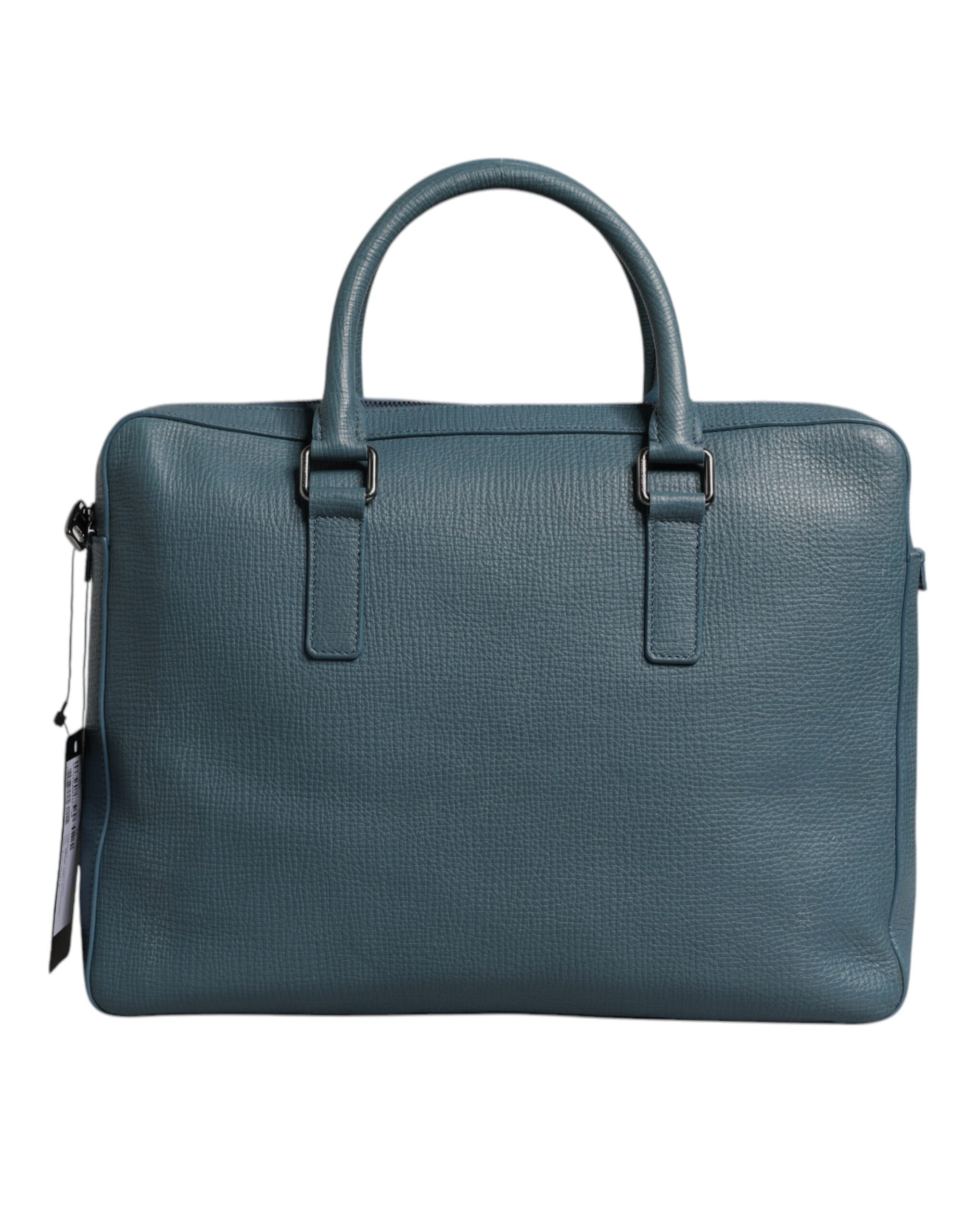 Dolce & Gabbana Blaue Logo-Doppelgriff-Messenger-Aktentasche