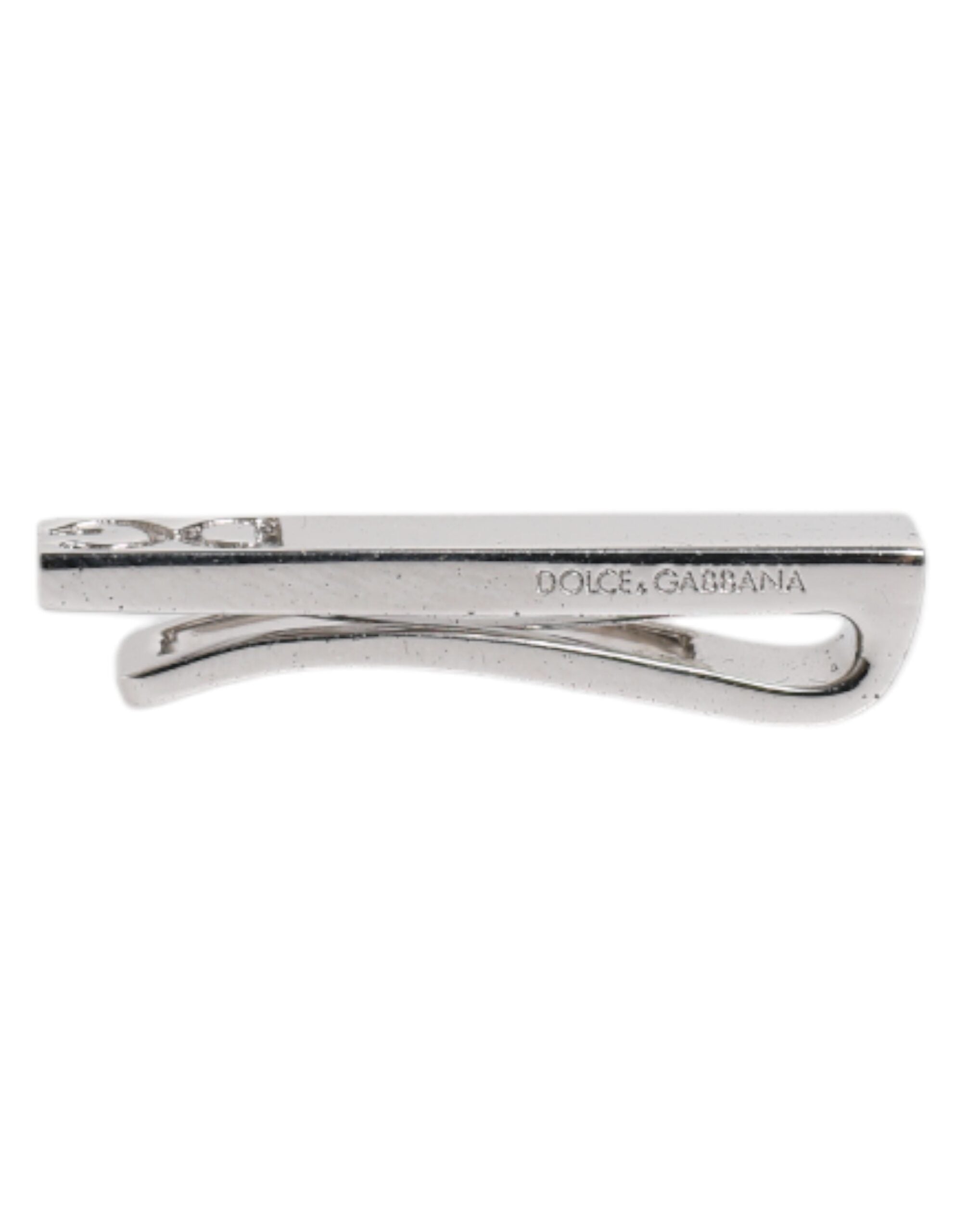 Dolce & Gabbana Silberfarbenes Messing Logo Krawattenklammer Bar