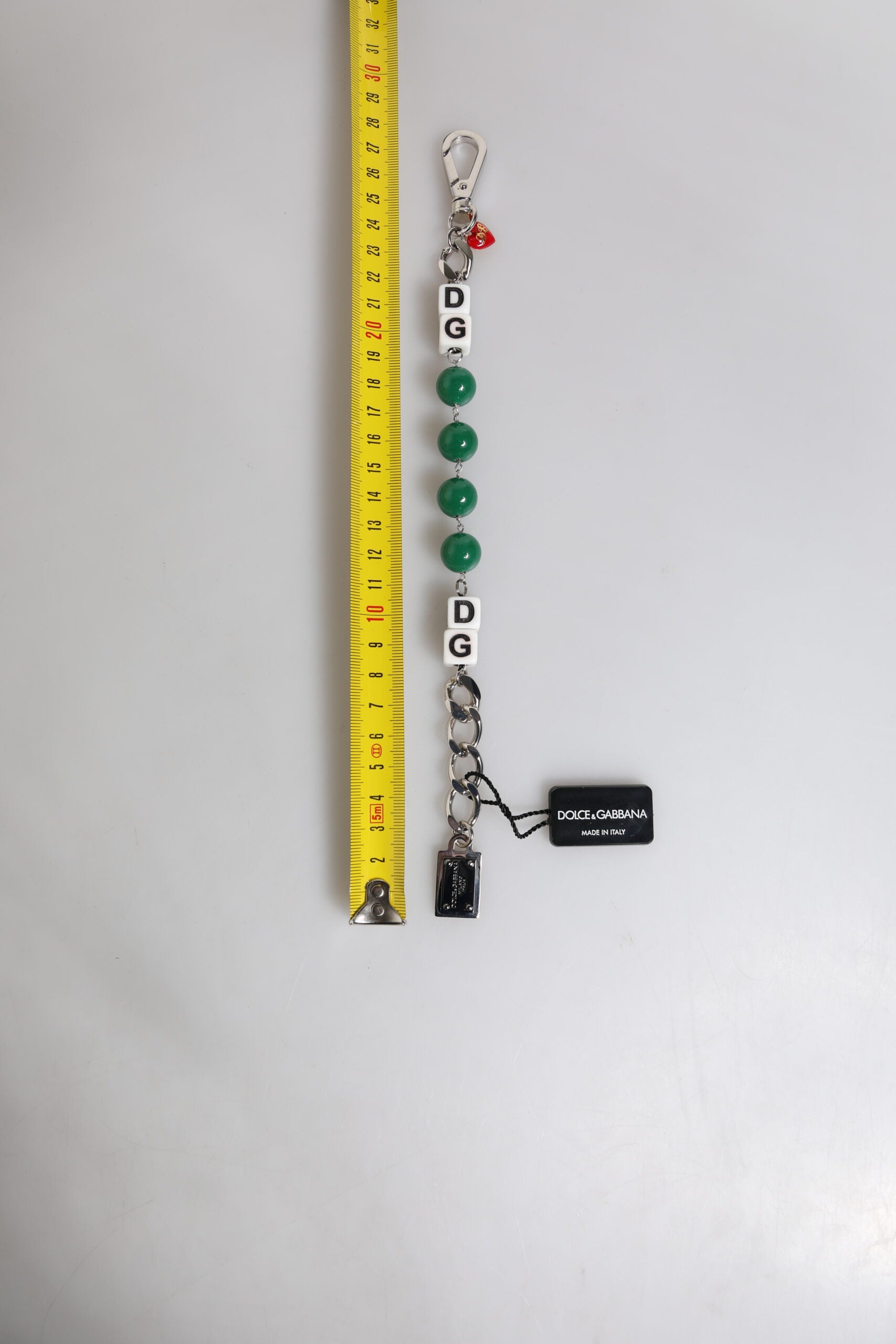 Dolce & Gabbana Silber-Ton Messing Perle Würfel Logo verschönern Charm-Armband