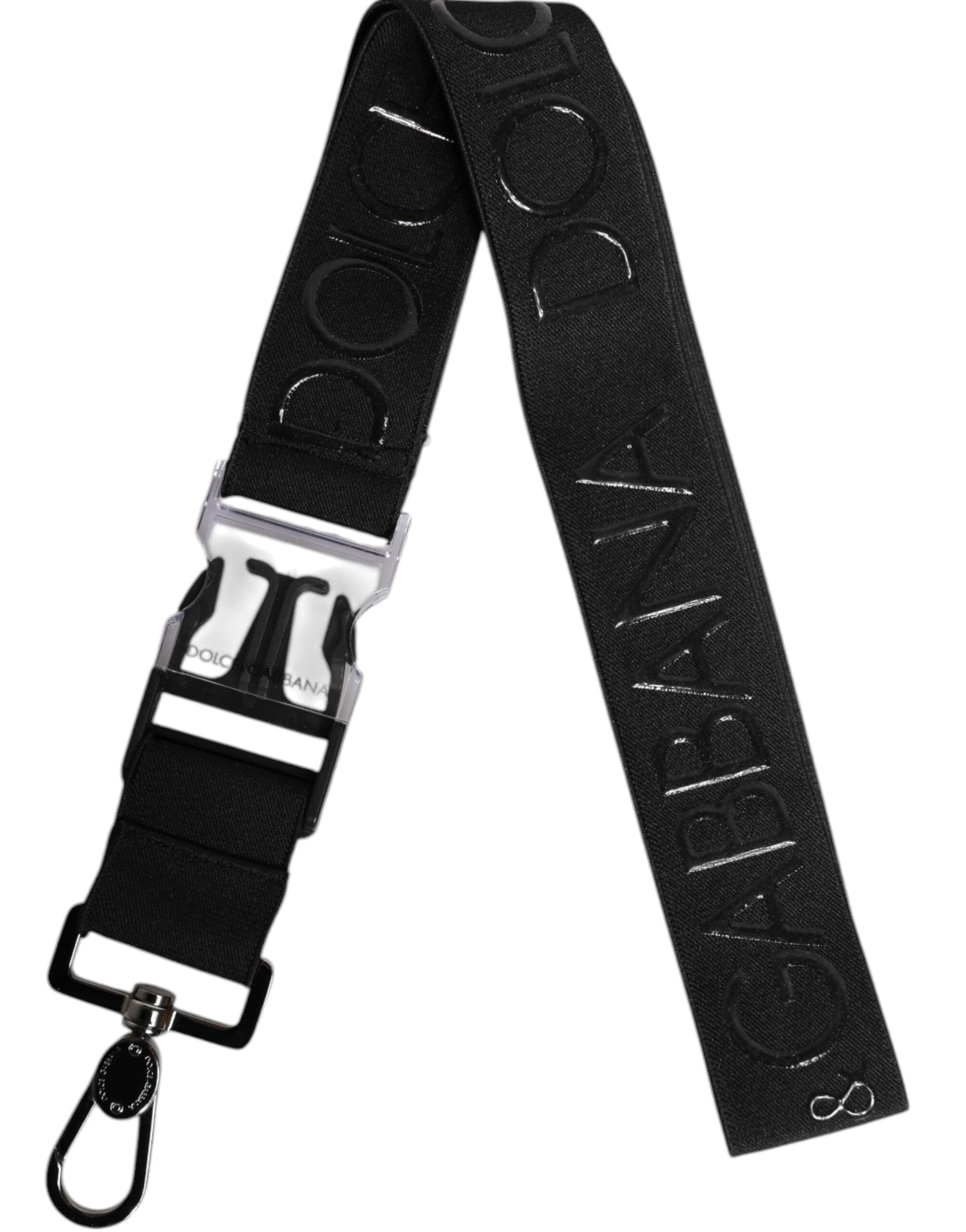 Dolce & Gabbana Schwarzer Stretch-Polyester-Schlüsselanhänger mit gummiertem DG-Logo