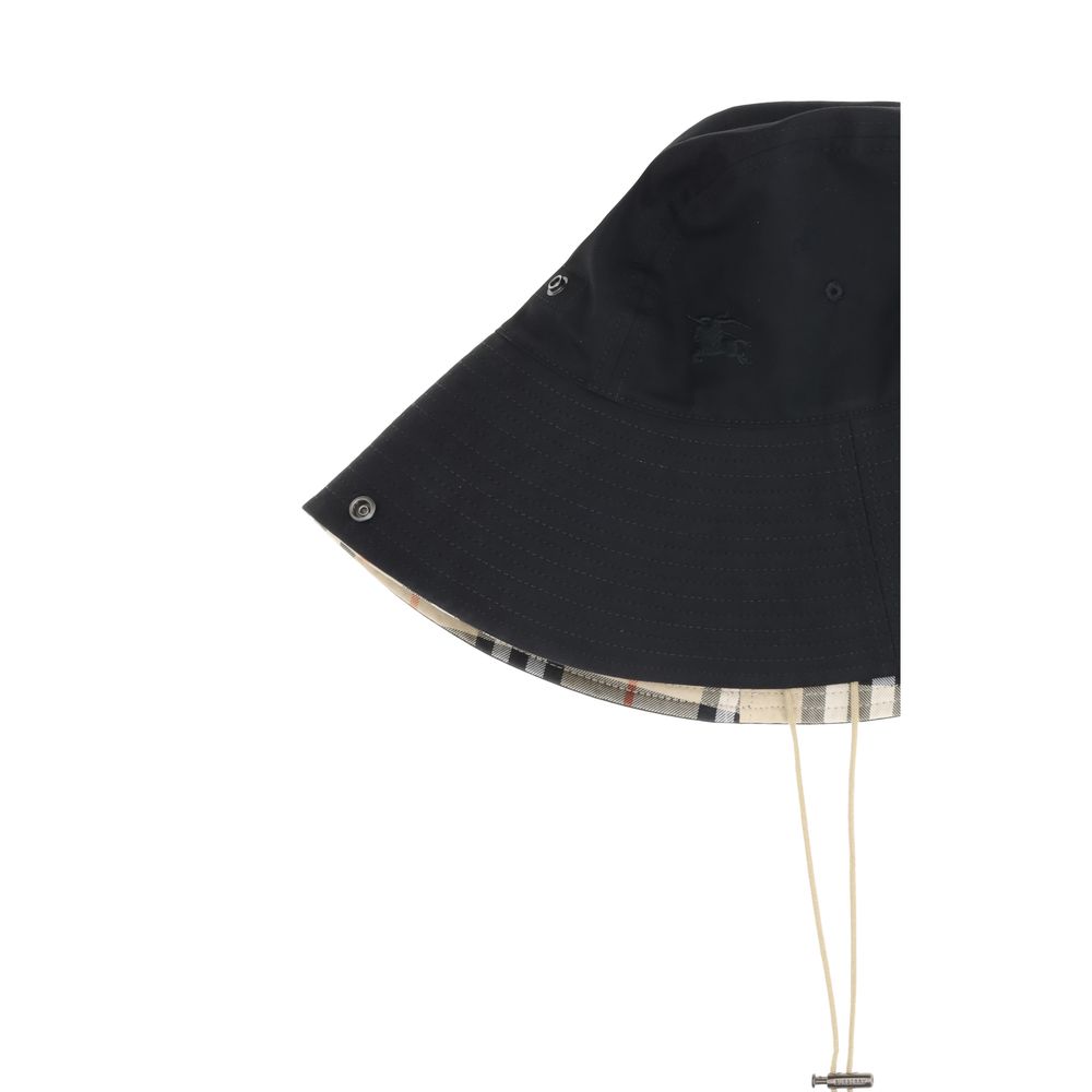 Burberry Gabardine-Eimerhut mit karierter Krempe