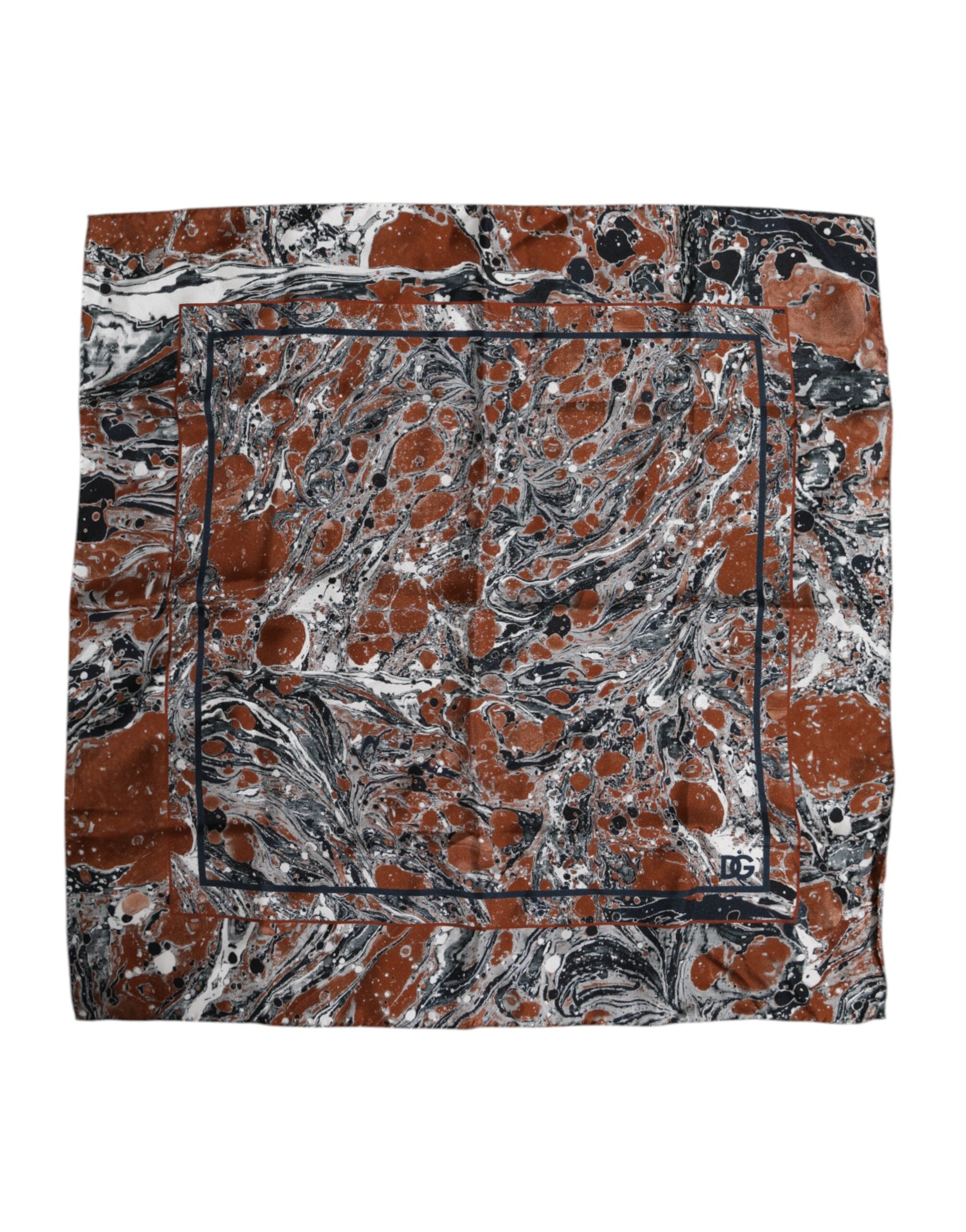 Dolce & Gabbana Multicolor Marmorierter Seidenschal mit quadratischem Foulard