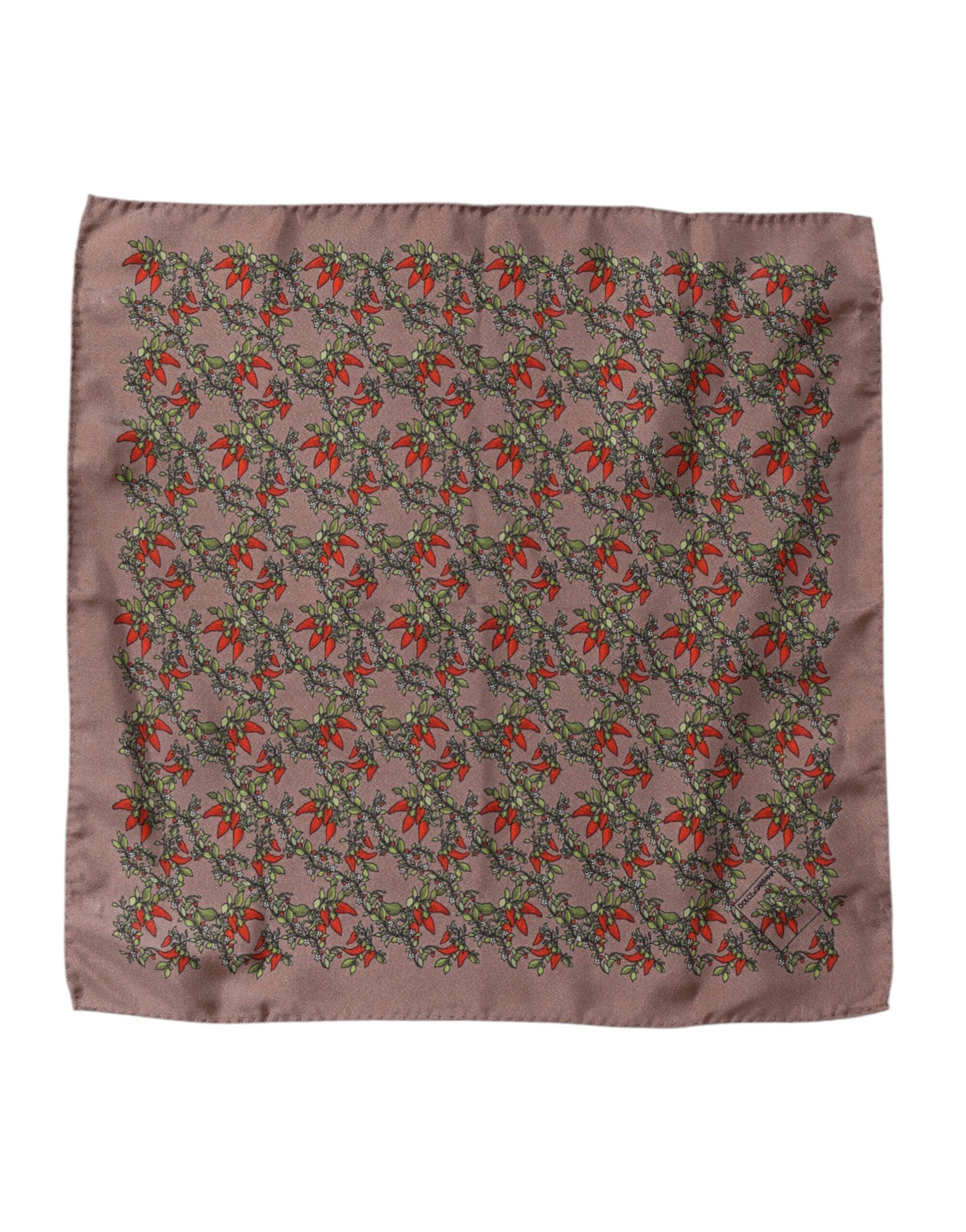 Dolce & Gabbana Brauner Chilis Seidenschal Quadratisch Herren Foulard Schal