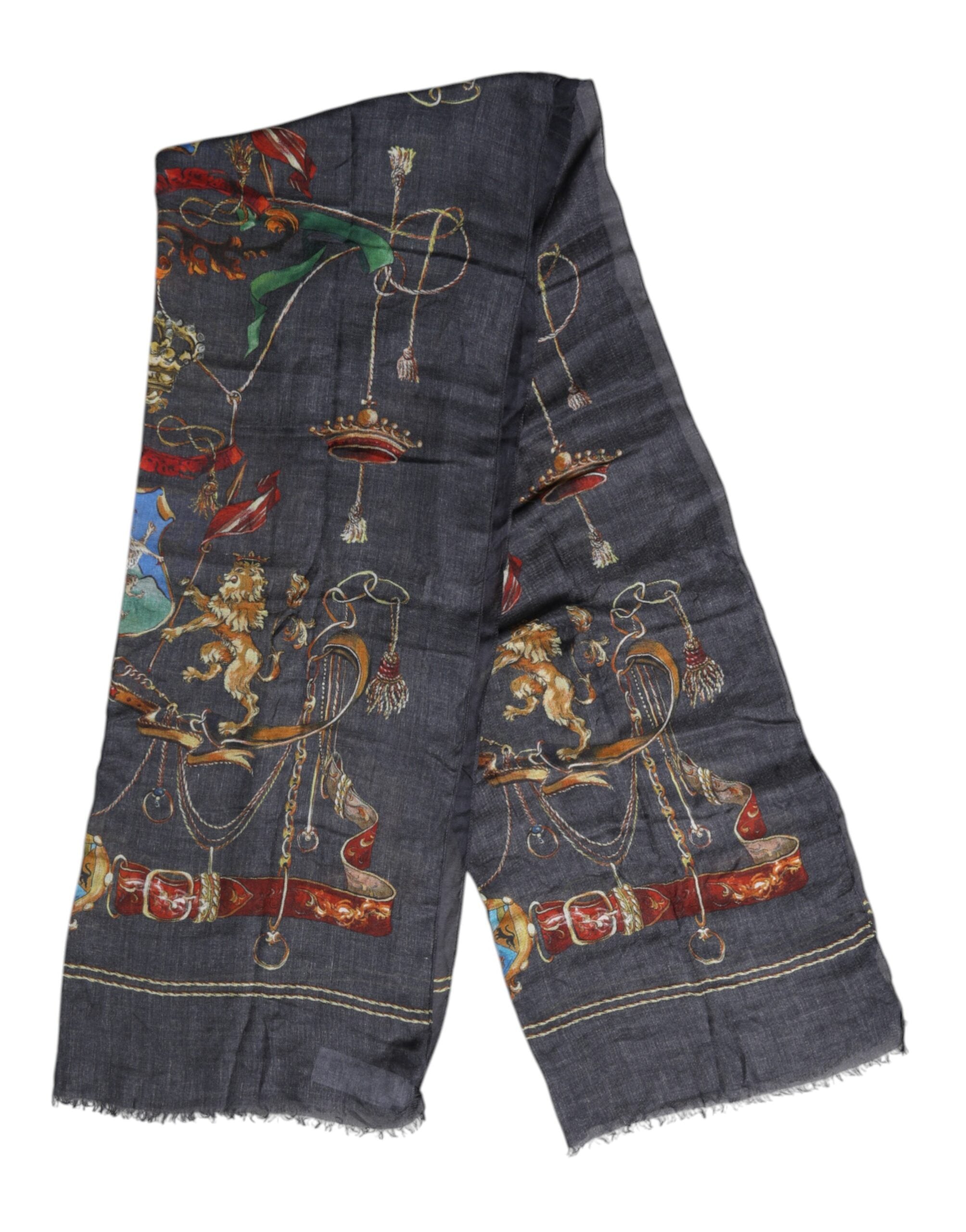 Dolce & Gabbana Grauer Grafik-Print-Wärmer-Wickelschal