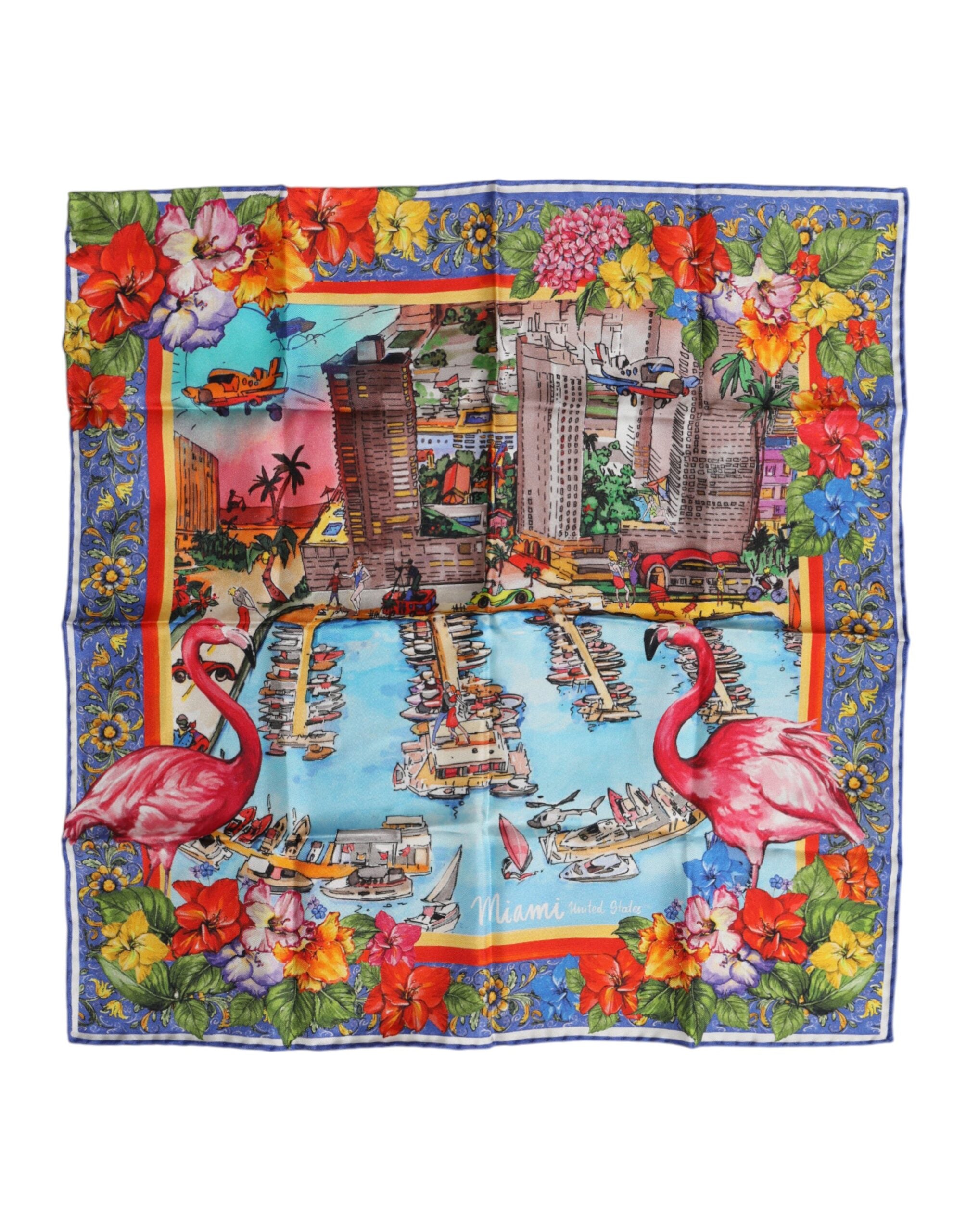 Dolce & Gabbana Multicolor Grafikdruck Quadratischer Foulardschal
