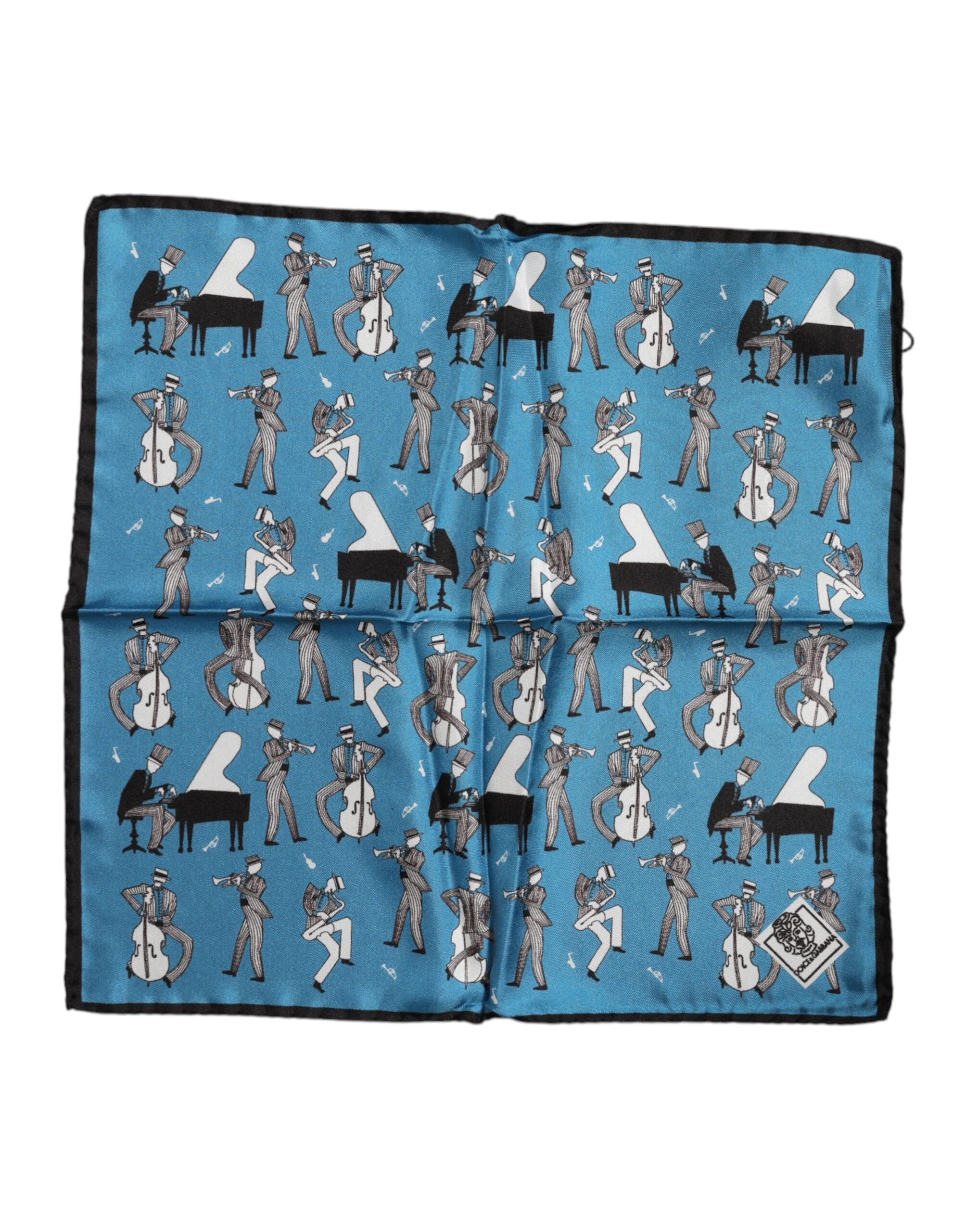 Dolce & Gabbana Blau Jazz Club Silk Square Herren Foulard Schal