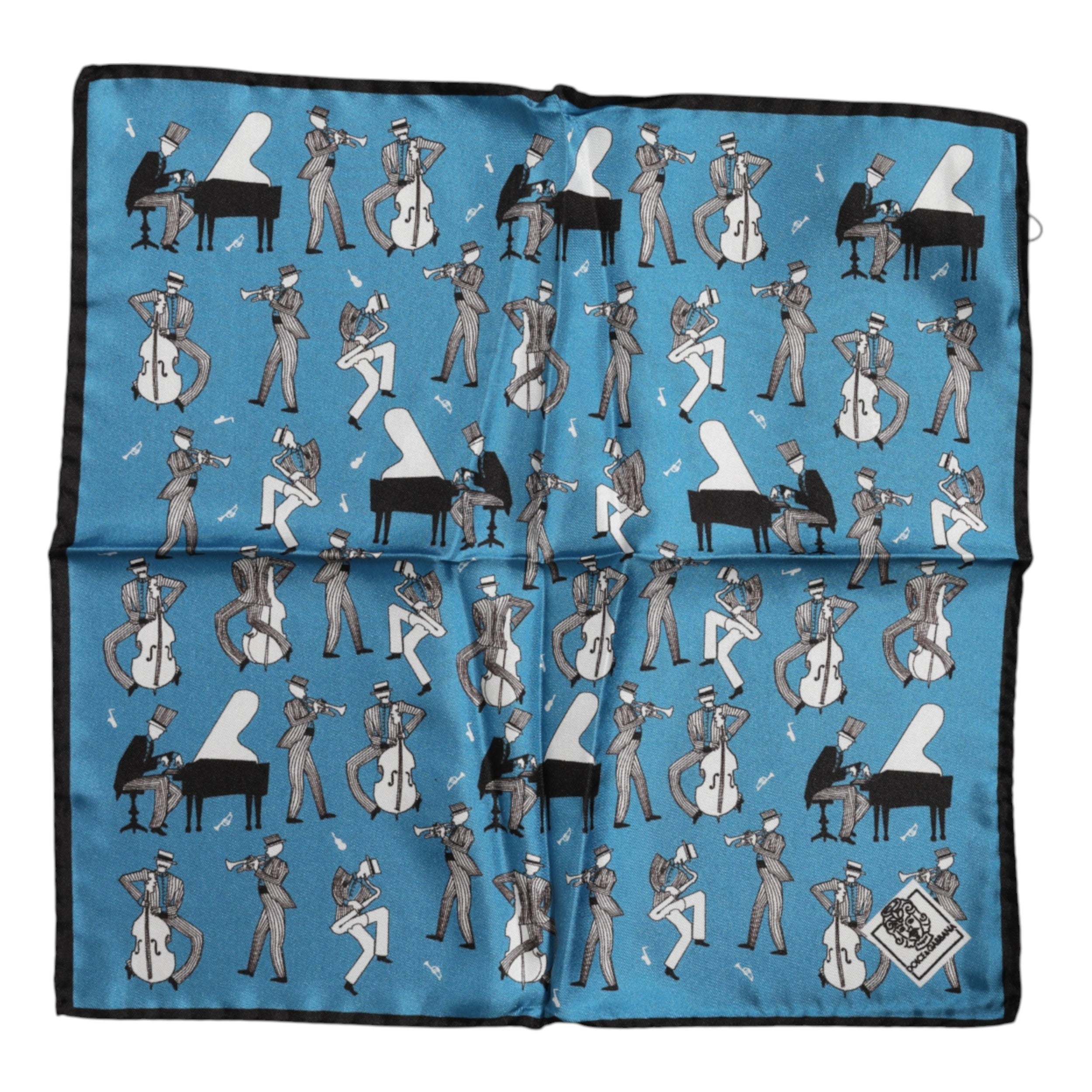 Dolce & Gabbana Blau Jazz Club Silk Square Herren Foulard Schal