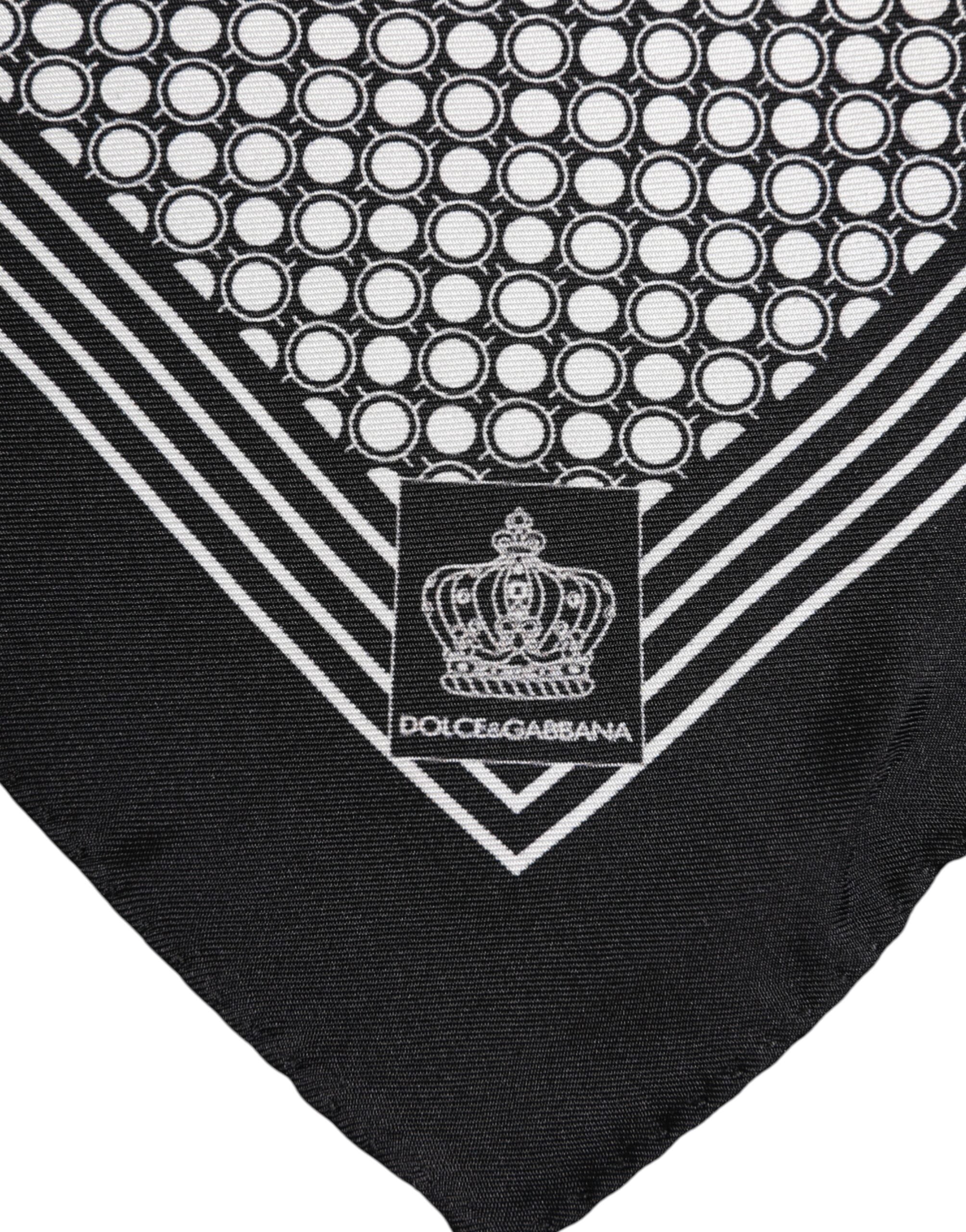 Dolce & Gabbana Schwarz Weiß Gemustertes Quadratisches Herren Foulard Tuch
