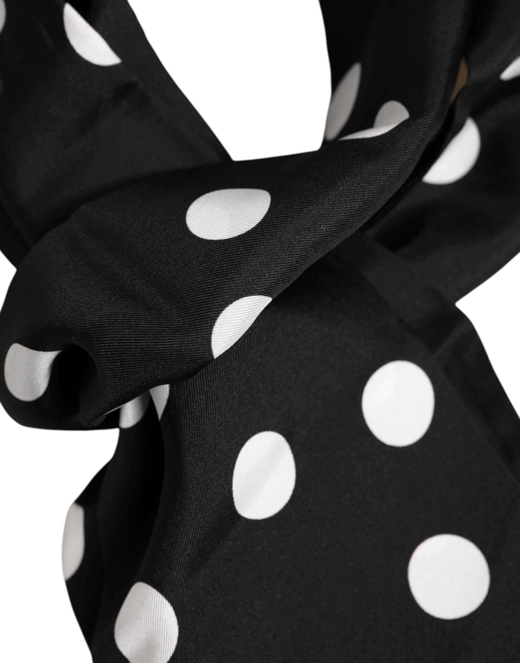 Dolce & Gabbana Schwarzer weißer gepunkteter Seiden-Foulard-Schal für Männer