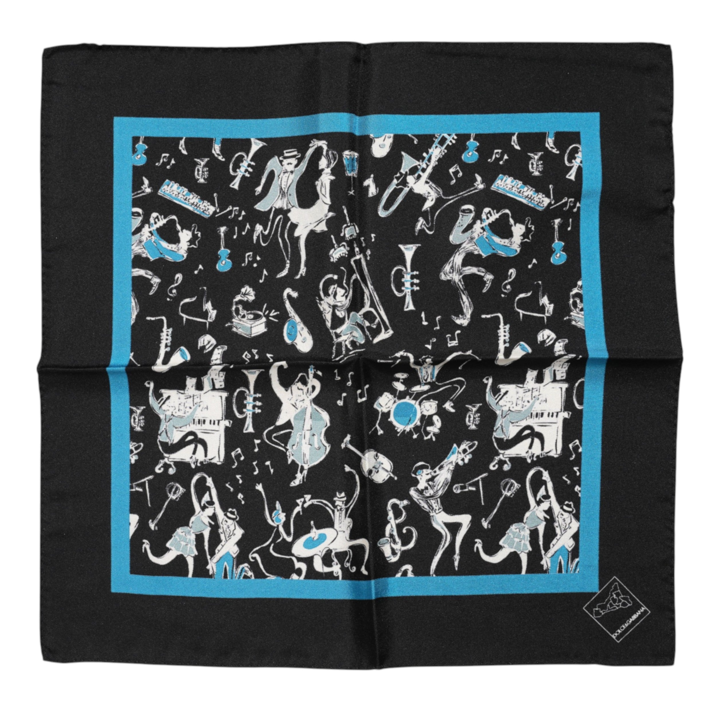 Dolce & Gabbana Schwarzer Jazz Club Silk Square Herren Foulardschal