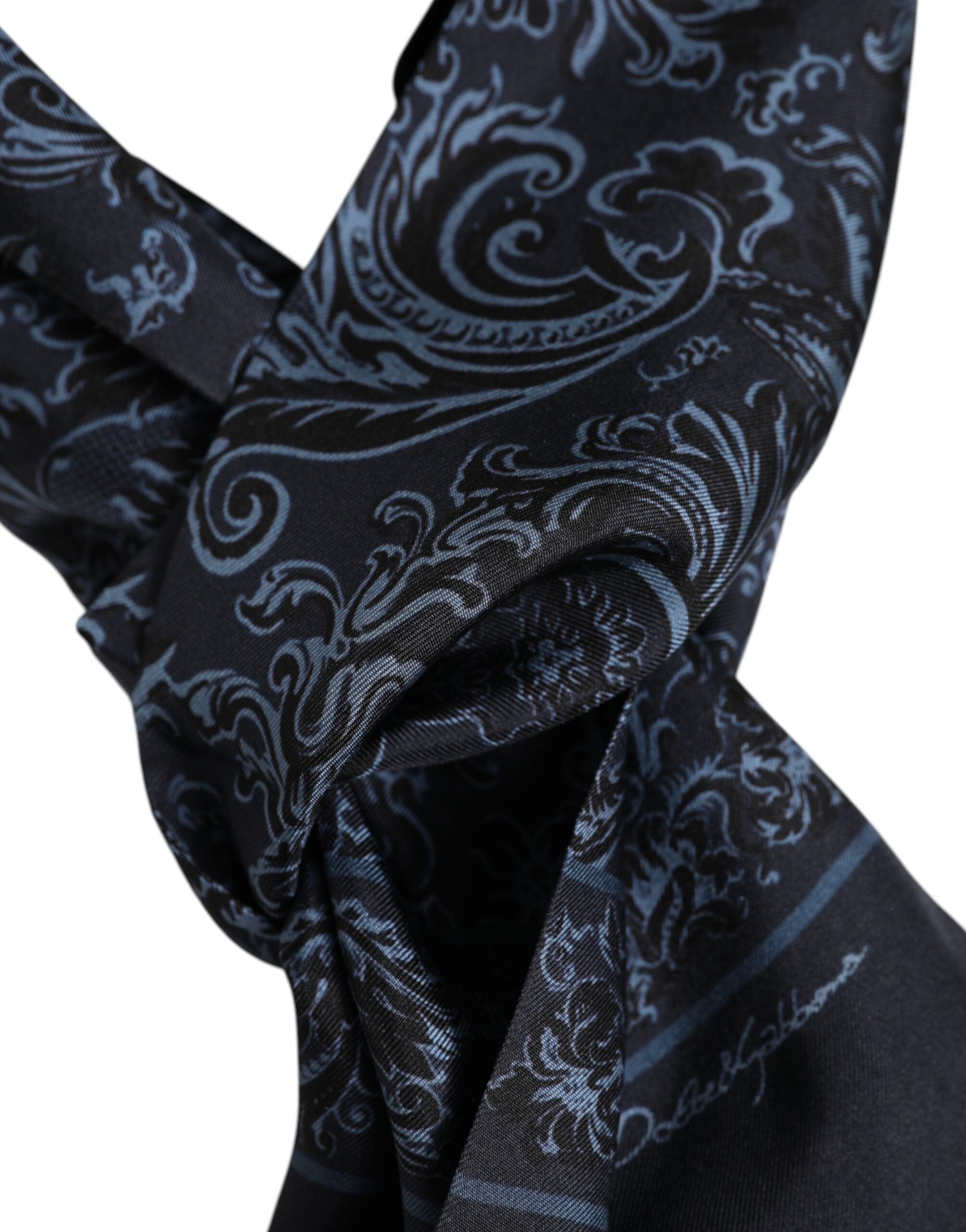 Dolce & Gabbana Blau bedruckte Seide Fransen Männer Foulard Schal