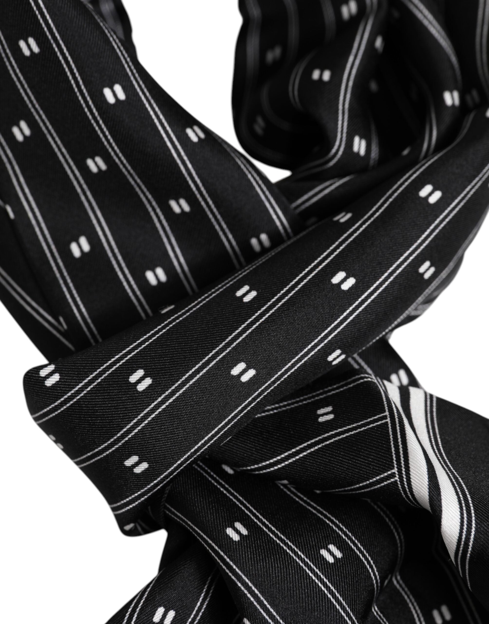 Dolce & Gabbana Schwarz Seide gedruckt Fransen Männer Foulard Schal