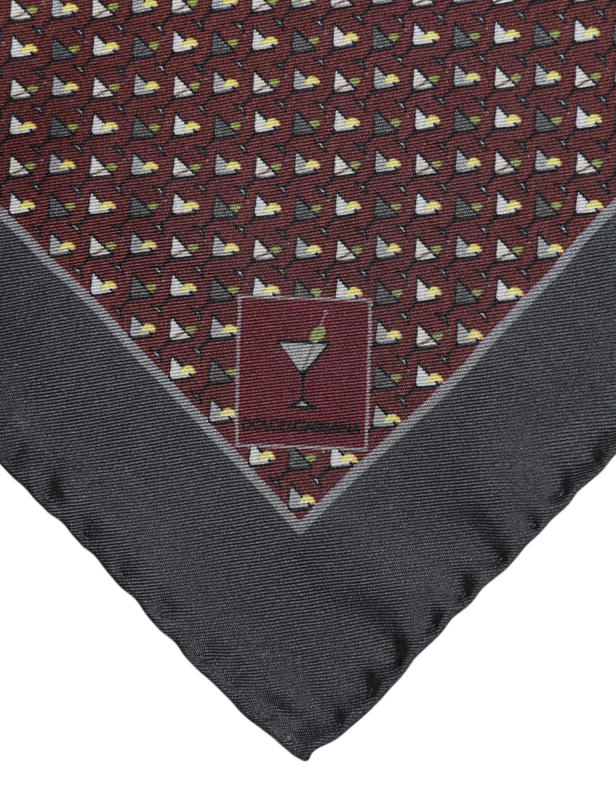 Dolce & Gabbana Maroon Cocktail Seide Quadratischer Foulard Schal