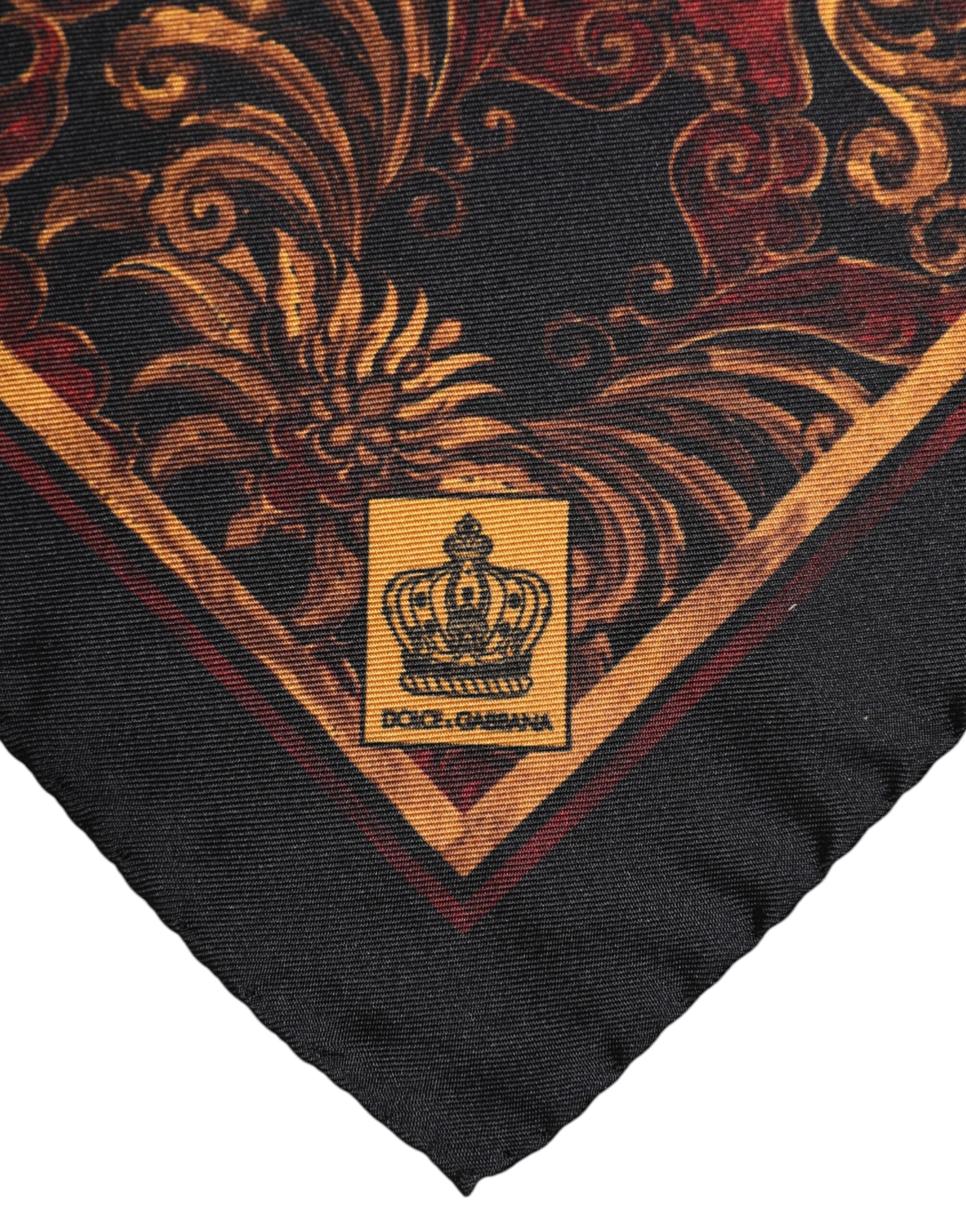 Dolce & Gabbana Schwarzer floraler Seidenschal für Männer