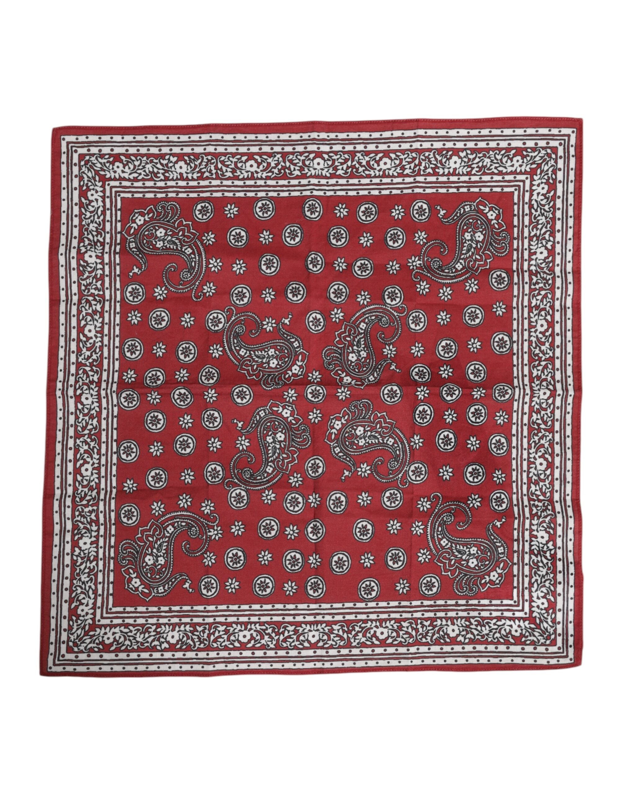 Dolce & Gabbana Roter geblümter quadratischer Foulardschal aus Baumwolle