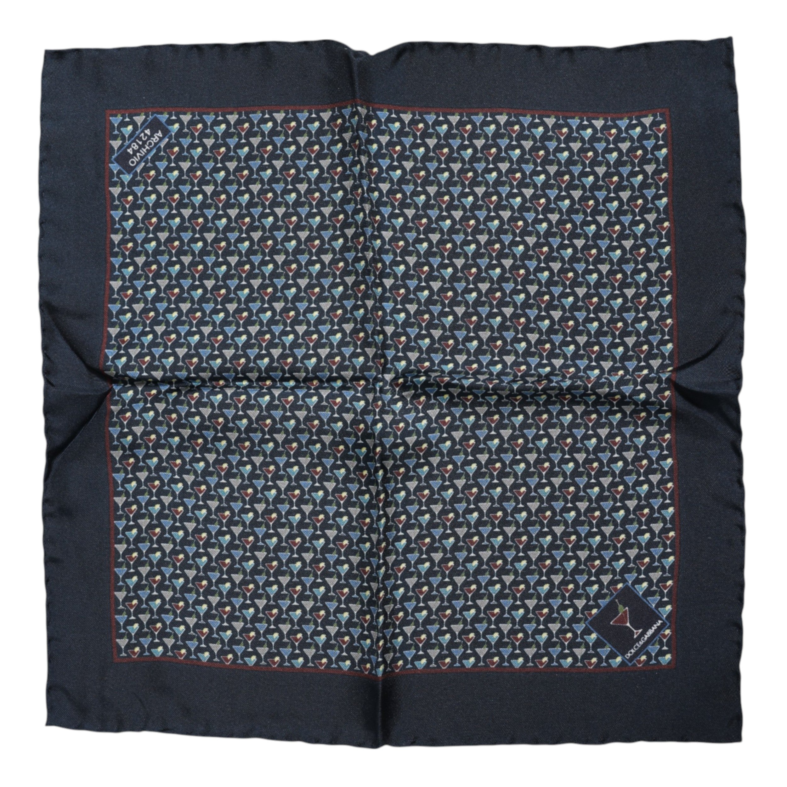 Dolce & Gabbana Quadratischer Foulardschal aus blauer Cocktailseide
