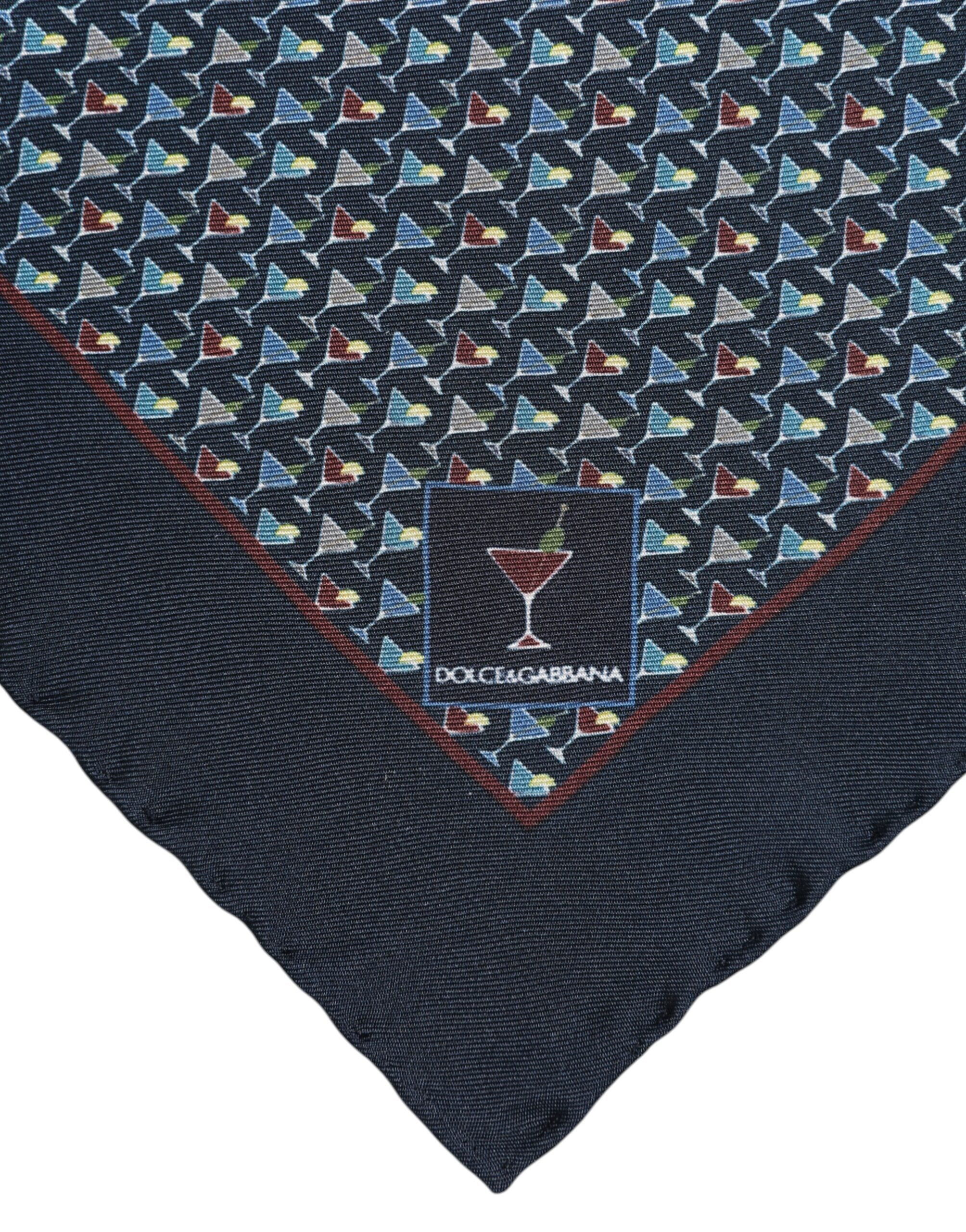Dolce & Gabbana Quadratischer Foulardschal aus blauer Cocktailseide