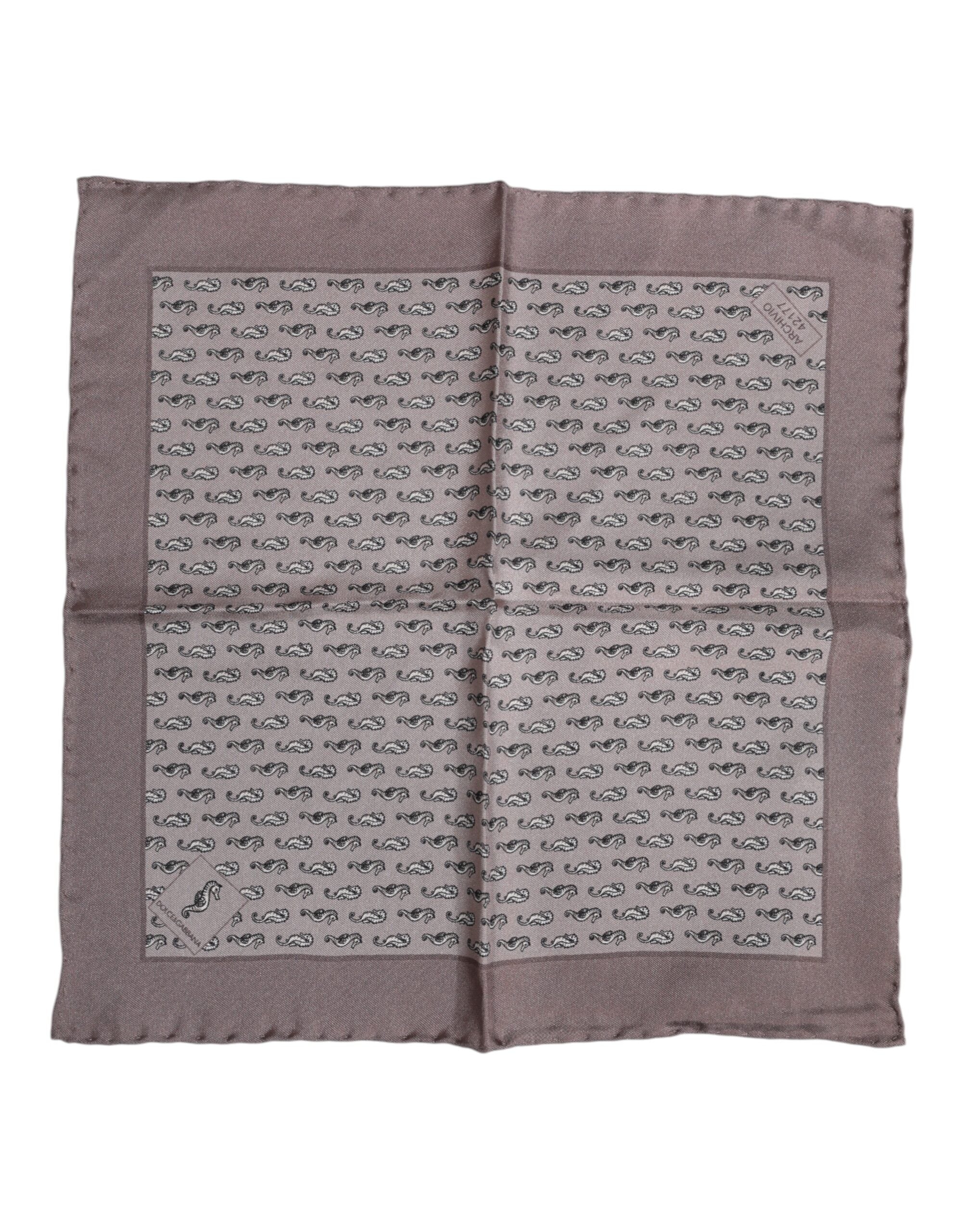 Dolce & Gabbana Braunes Seepferdchen Seidenschal Quadratisch Foulard