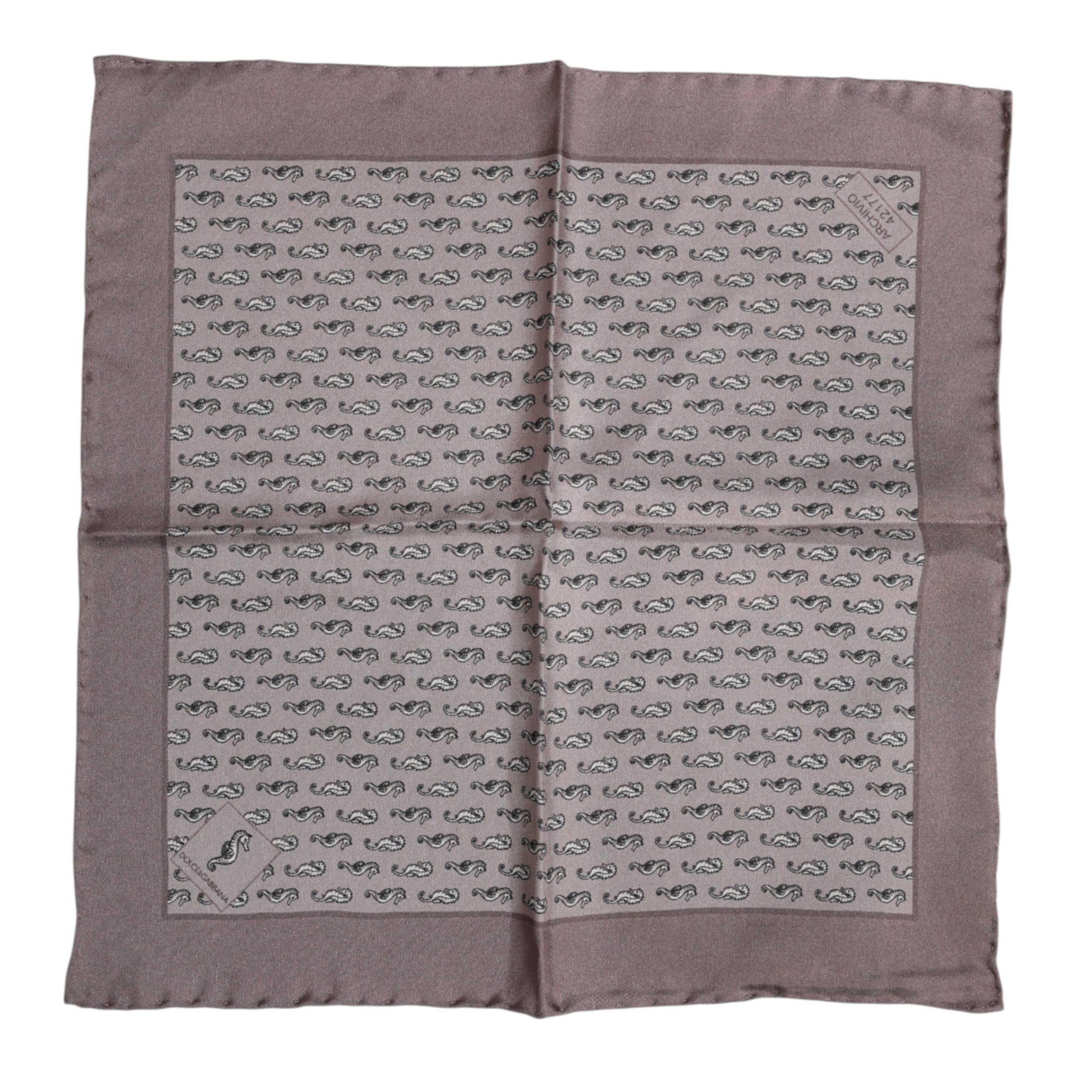 Dolce & Gabbana Braunes Seepferdchen Seidenschal Quadratisch Foulard