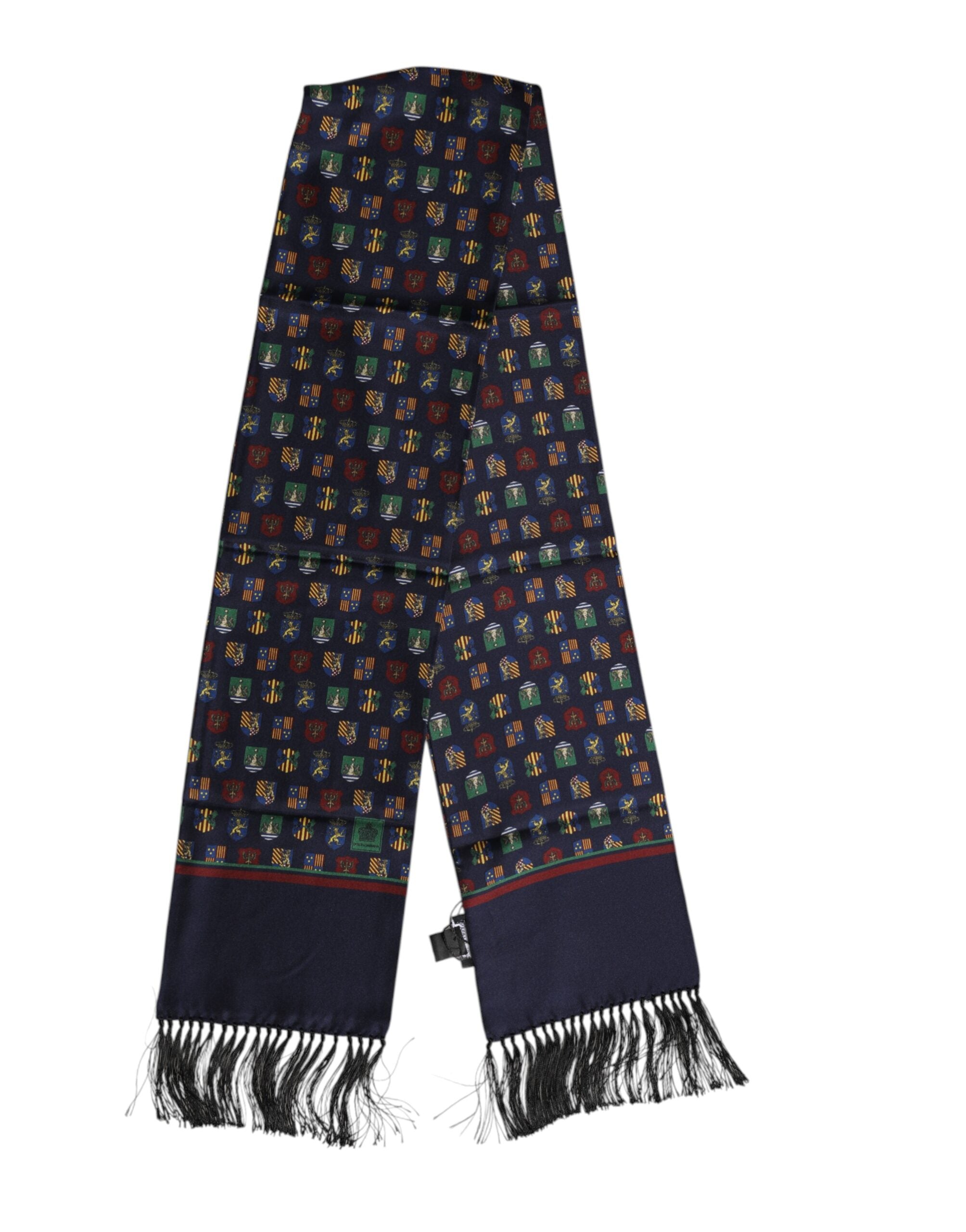 Dolce & Gabbana Foulardschal aus blauer Seide mit gedruckten Fransen