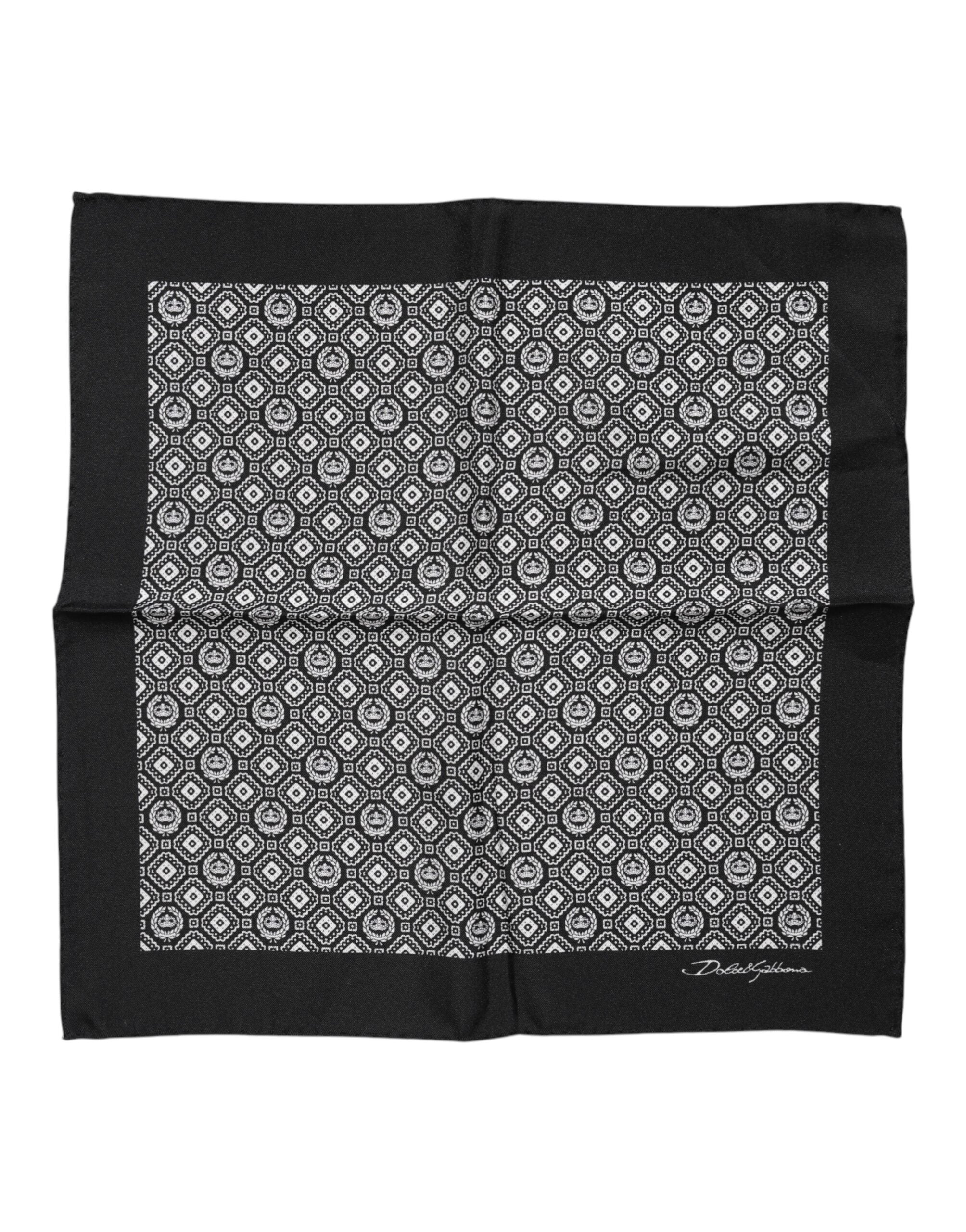 Dolce & Gabbana Schwarz-weiß gemusterter, quadratischer Foulardschal