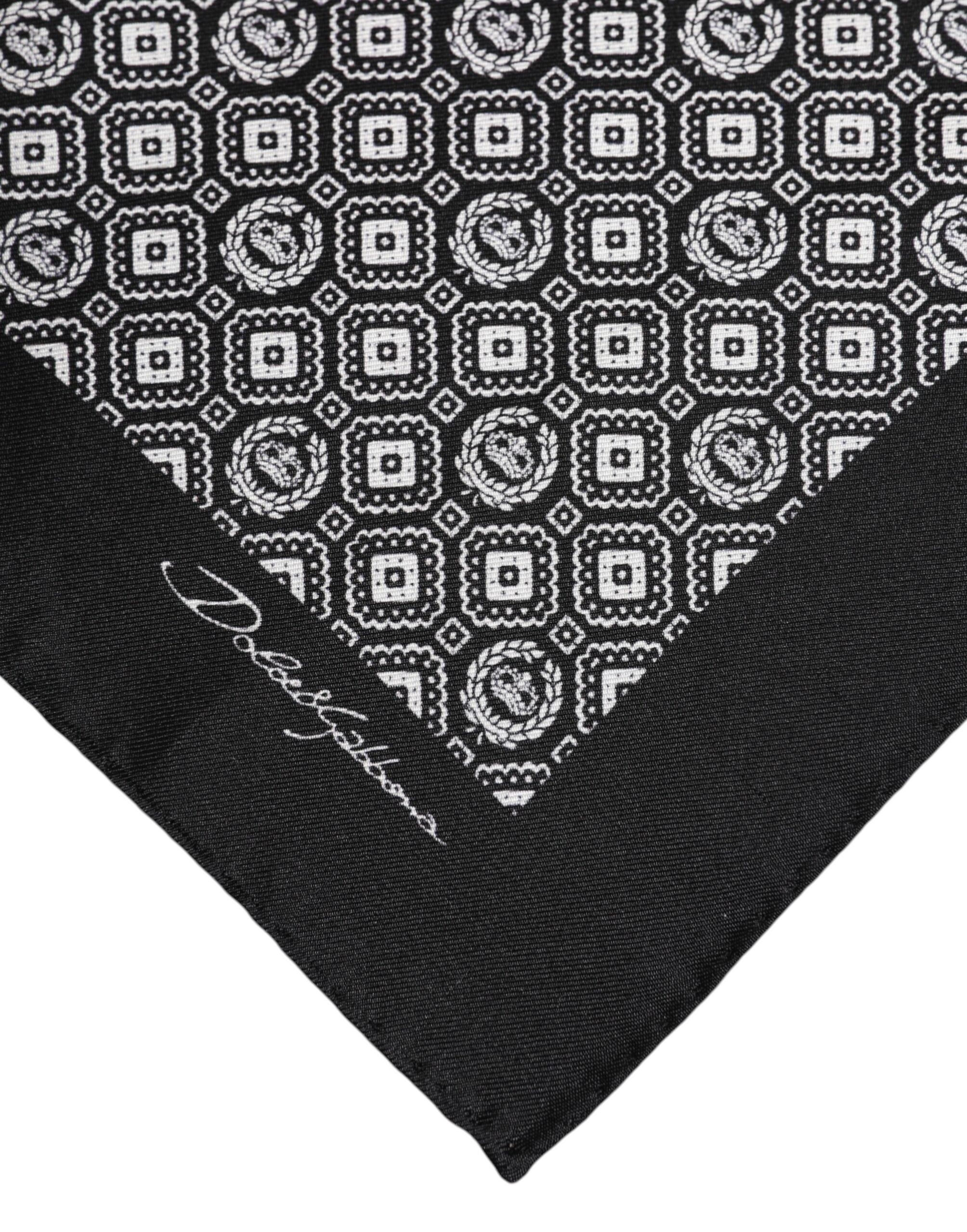 Dolce & Gabbana Schwarz-weiß gemusterter, quadratischer Foulardschal