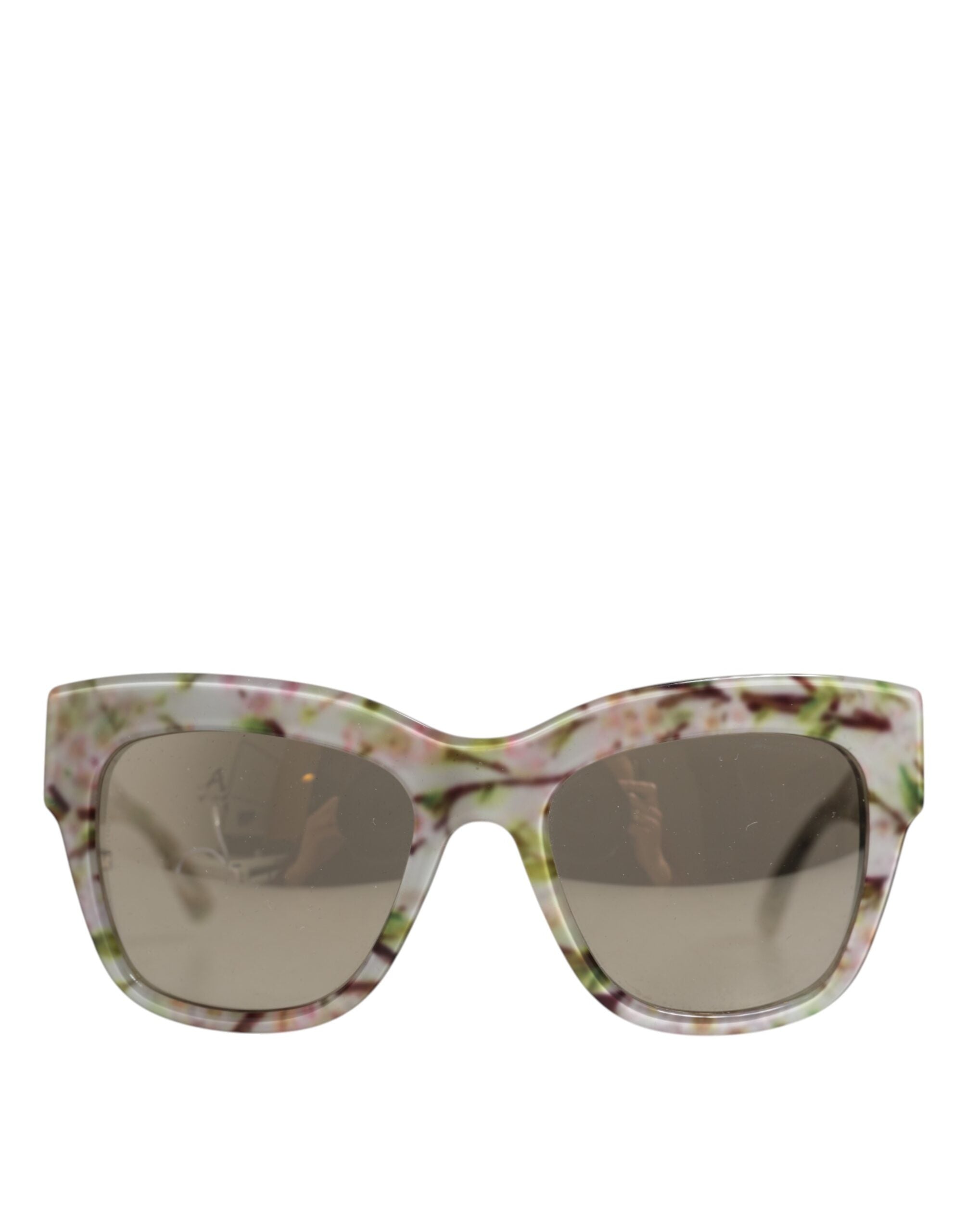 Dolce & Gabbana Weiße DG4231F Floral Acetat Rectangle Shades Sonnenbrille