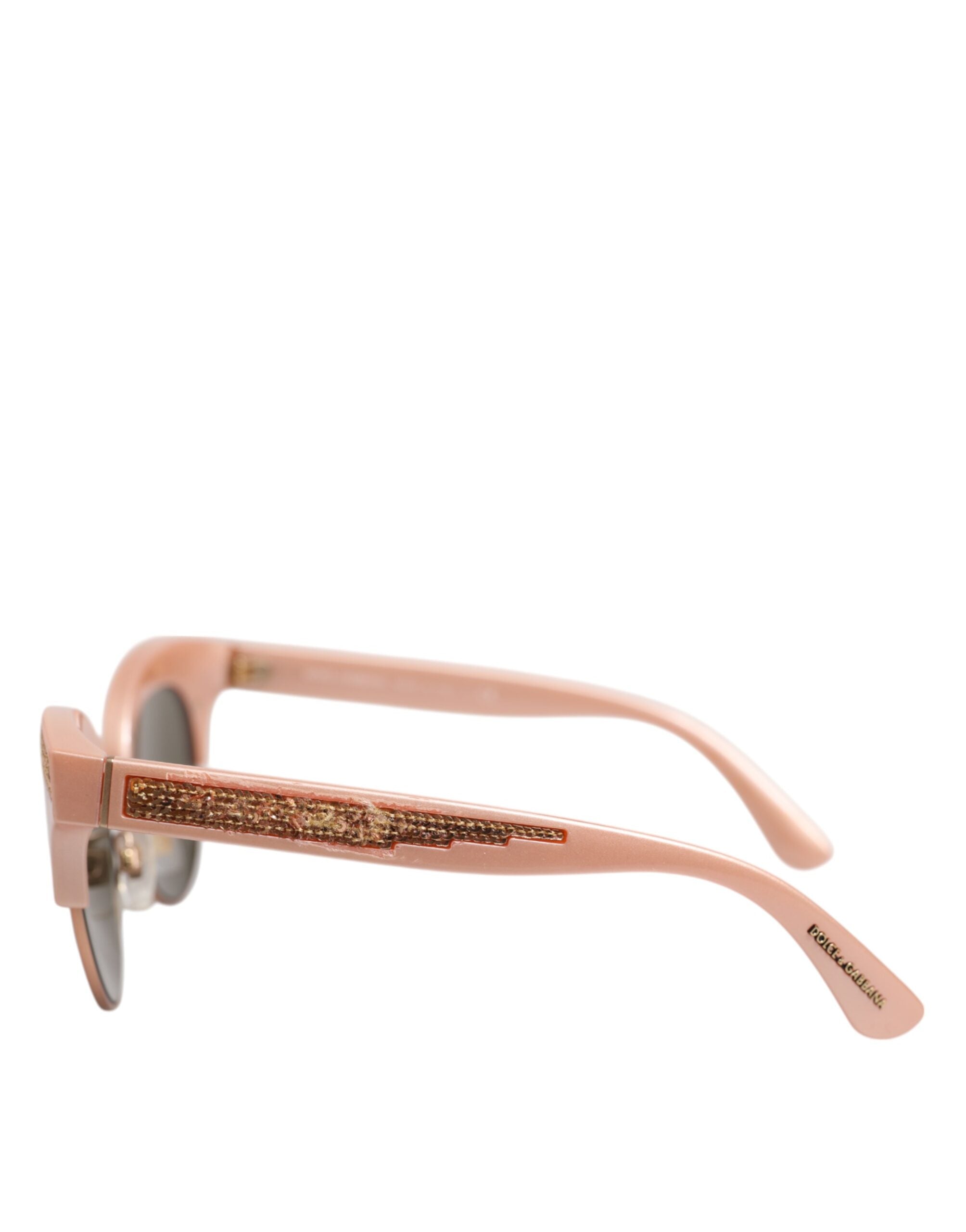 Dolce & Gabbana Rosa Gold verspiegelte Cat Eye DG6109 Pailletten-Sonnenbrille