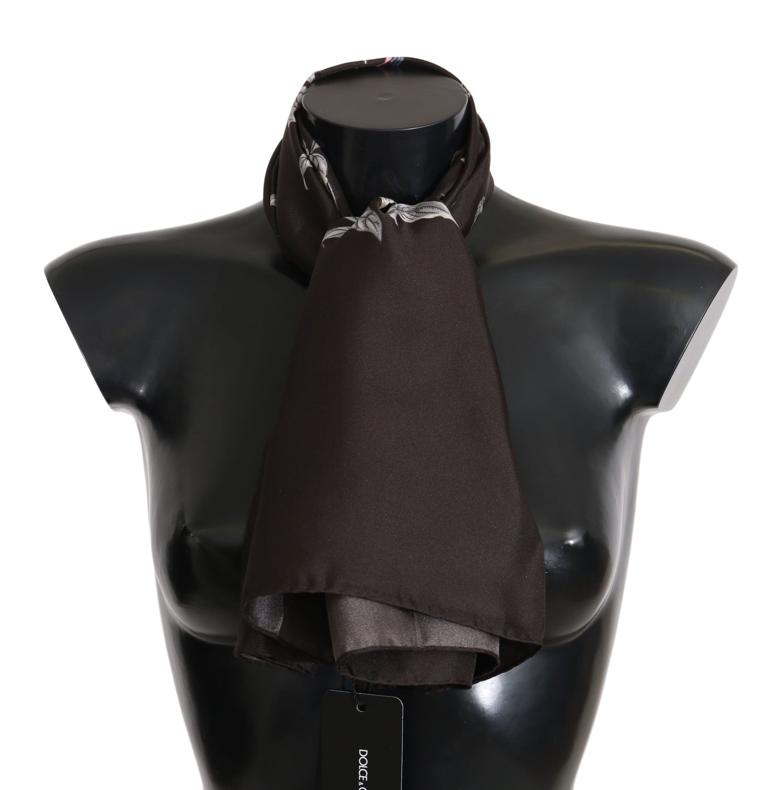 Dolce & Gabbana Braun 100% Seide Vogel Druck Wrap 80cm X 95cm RRP Schal