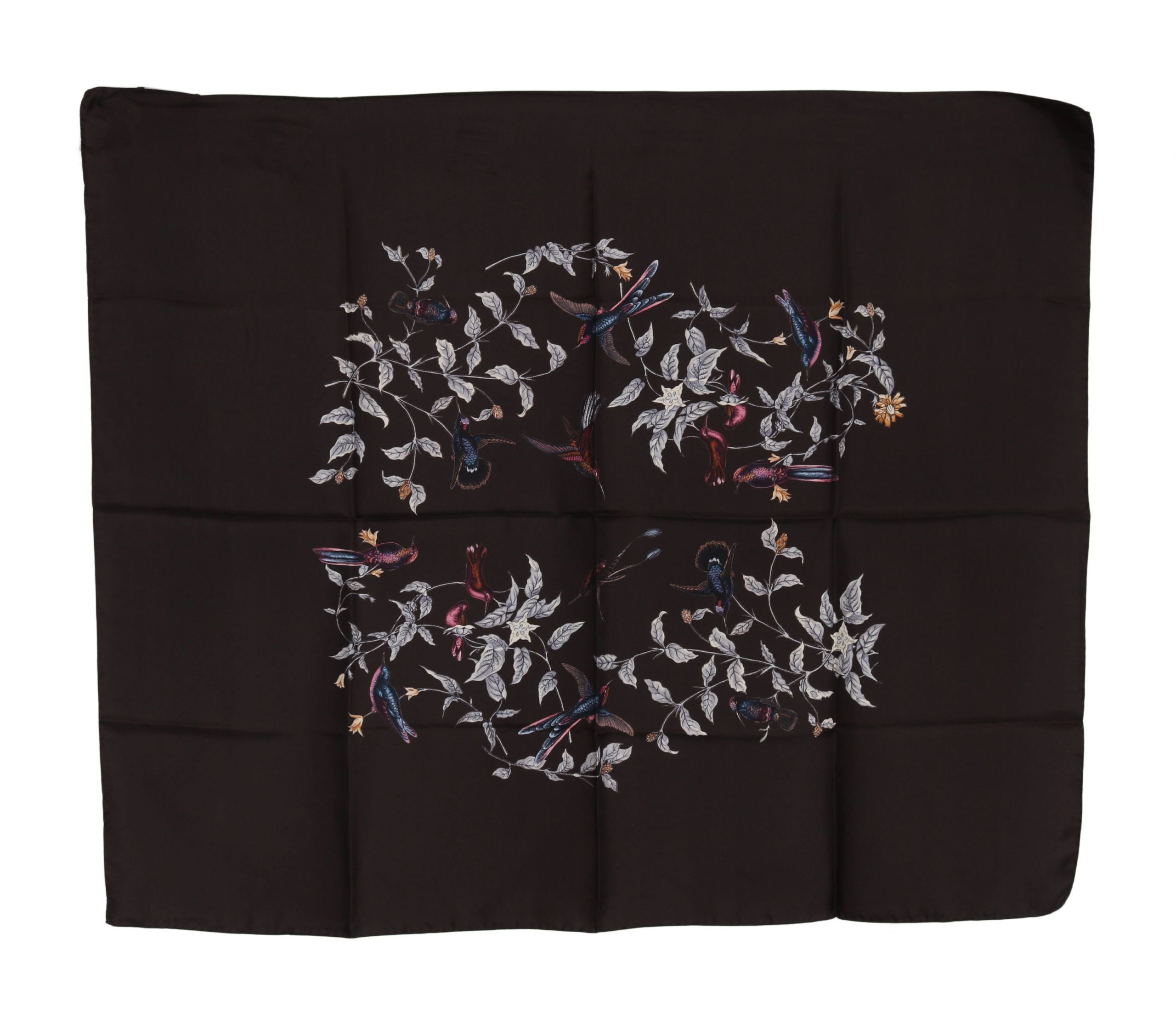 Dolce & Gabbana Braun 100% Seide Vogel Druck Wrap 80cm X 95cm RRP Schal