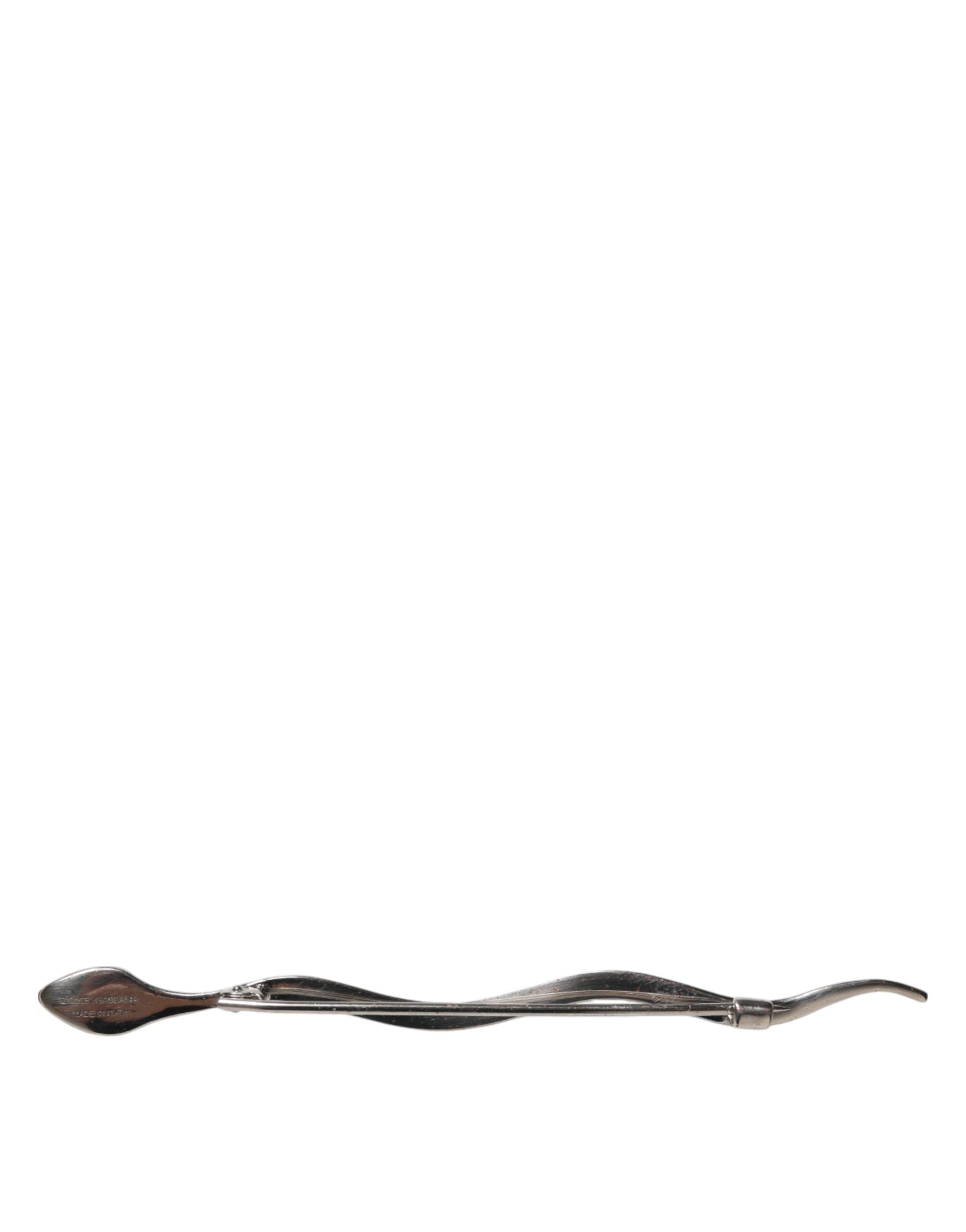 Dolce & Gabbana Silber Messing Kristall Spilla Serpente Herren Brosche Pin