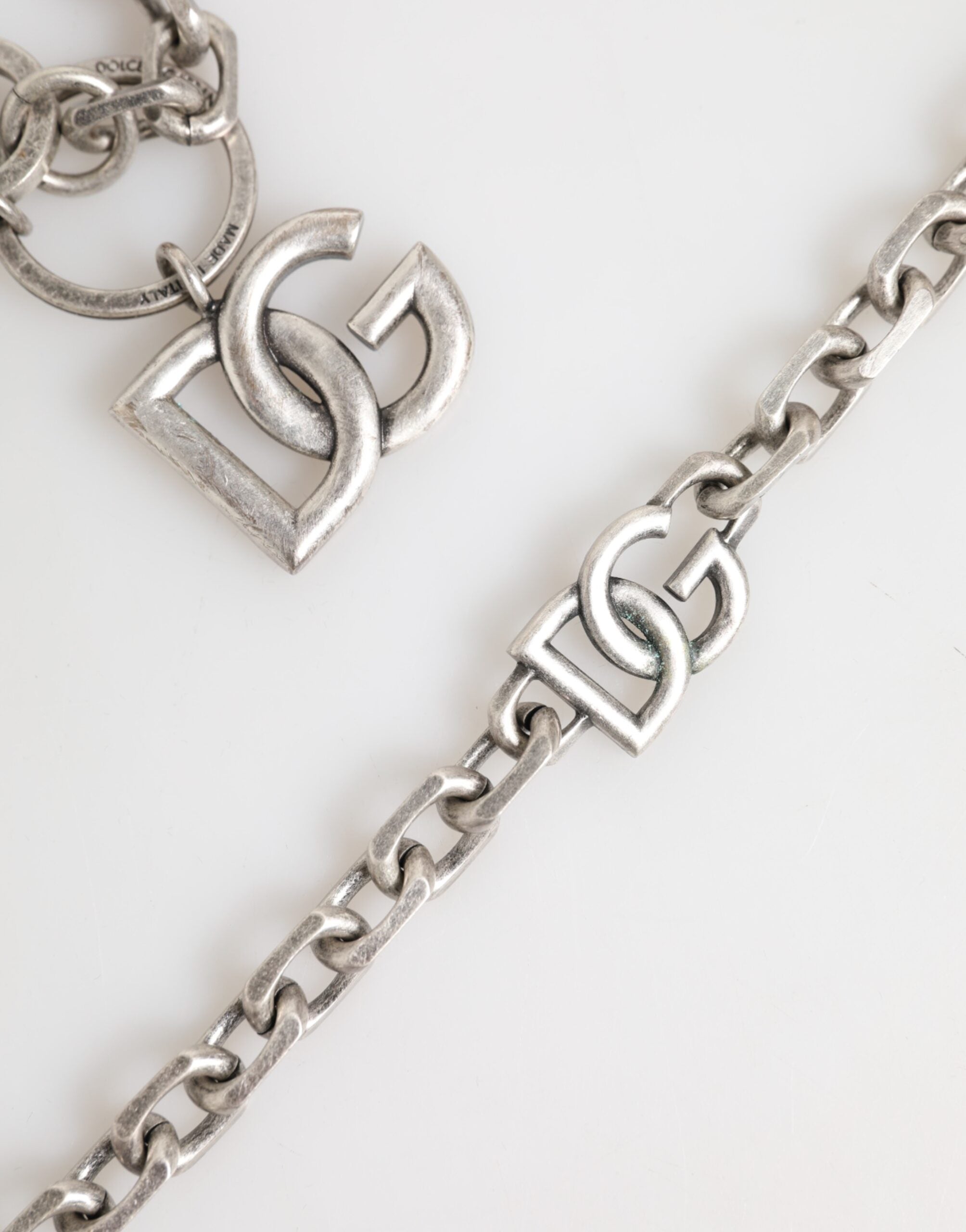 Dolce & Gabbana Silber-Ton Messing DG Logo Detailing Kette Männer Halskette