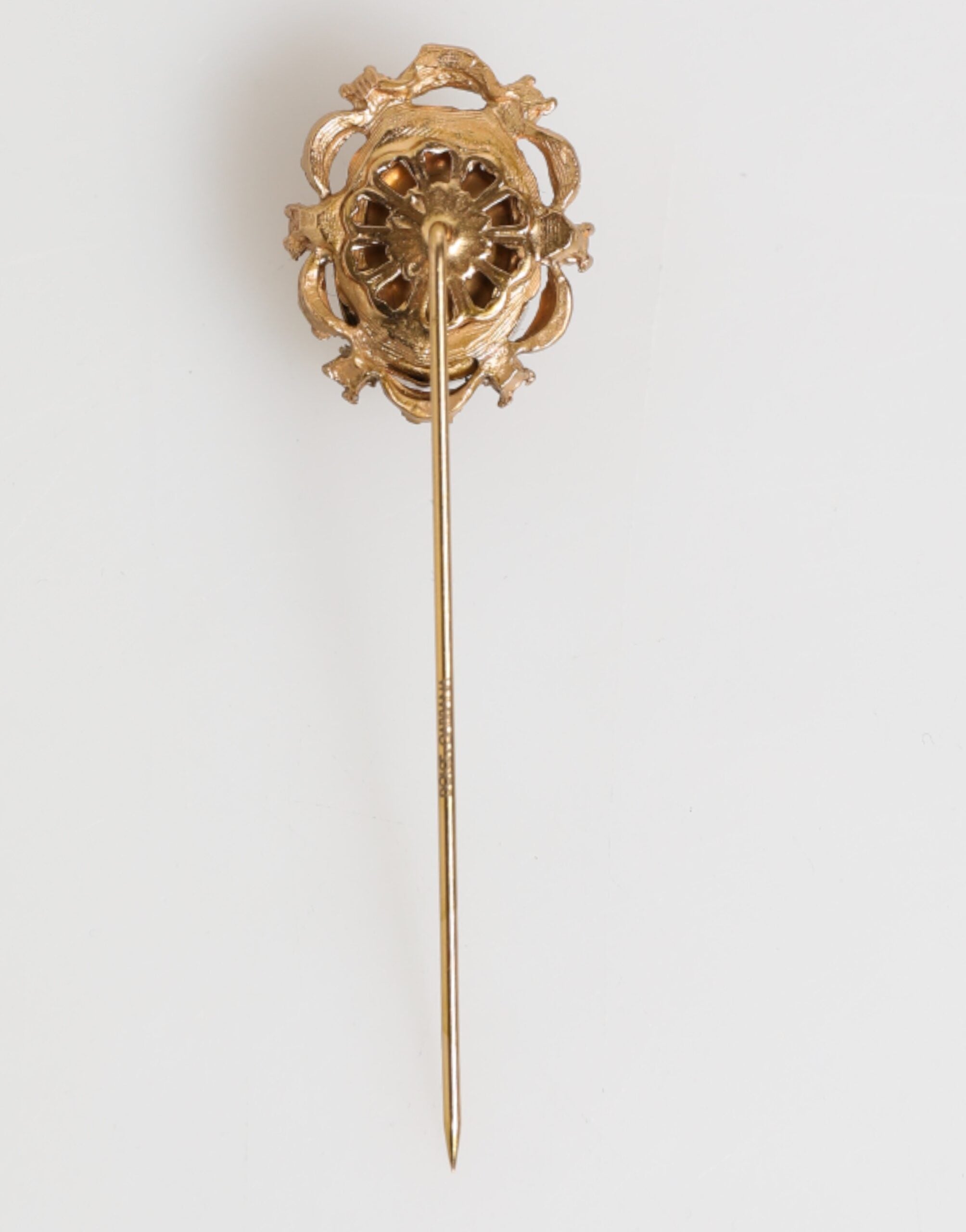 Dolce & Gabbana Gold-Ton Grüner Stein Antik Männer Zubehör Brosche Pin