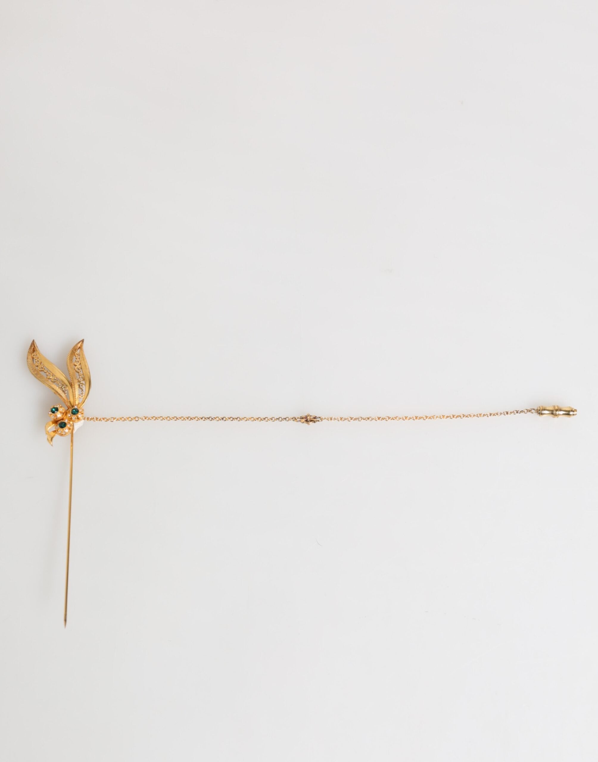Dolce & Gabbana Gold Ton 925 Sterling Silber Kristall Kette Pin Brosche