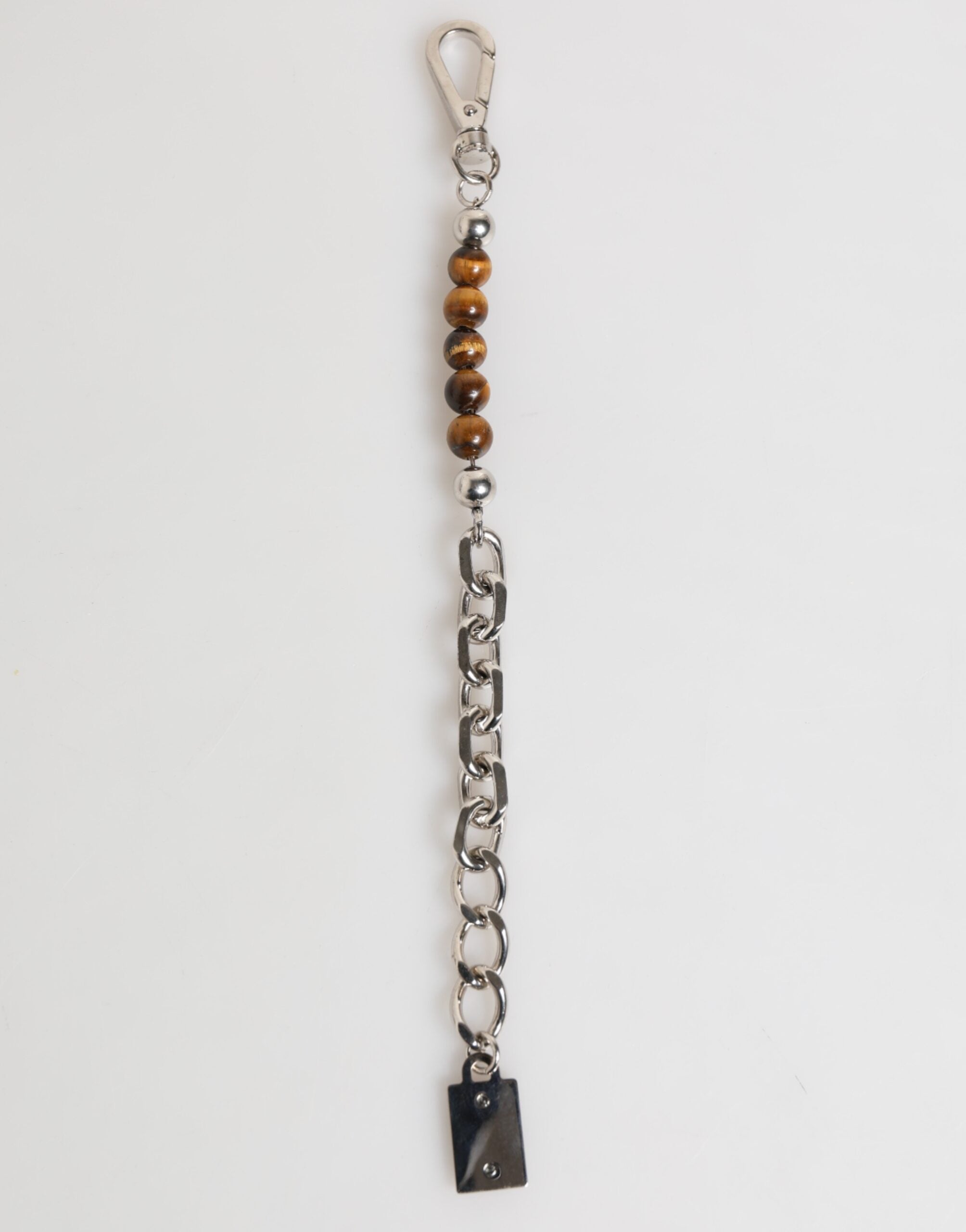 Dolce & Gabbana Silber Kette Messing Perlen Karabinerverschluss Logo Männer Armband