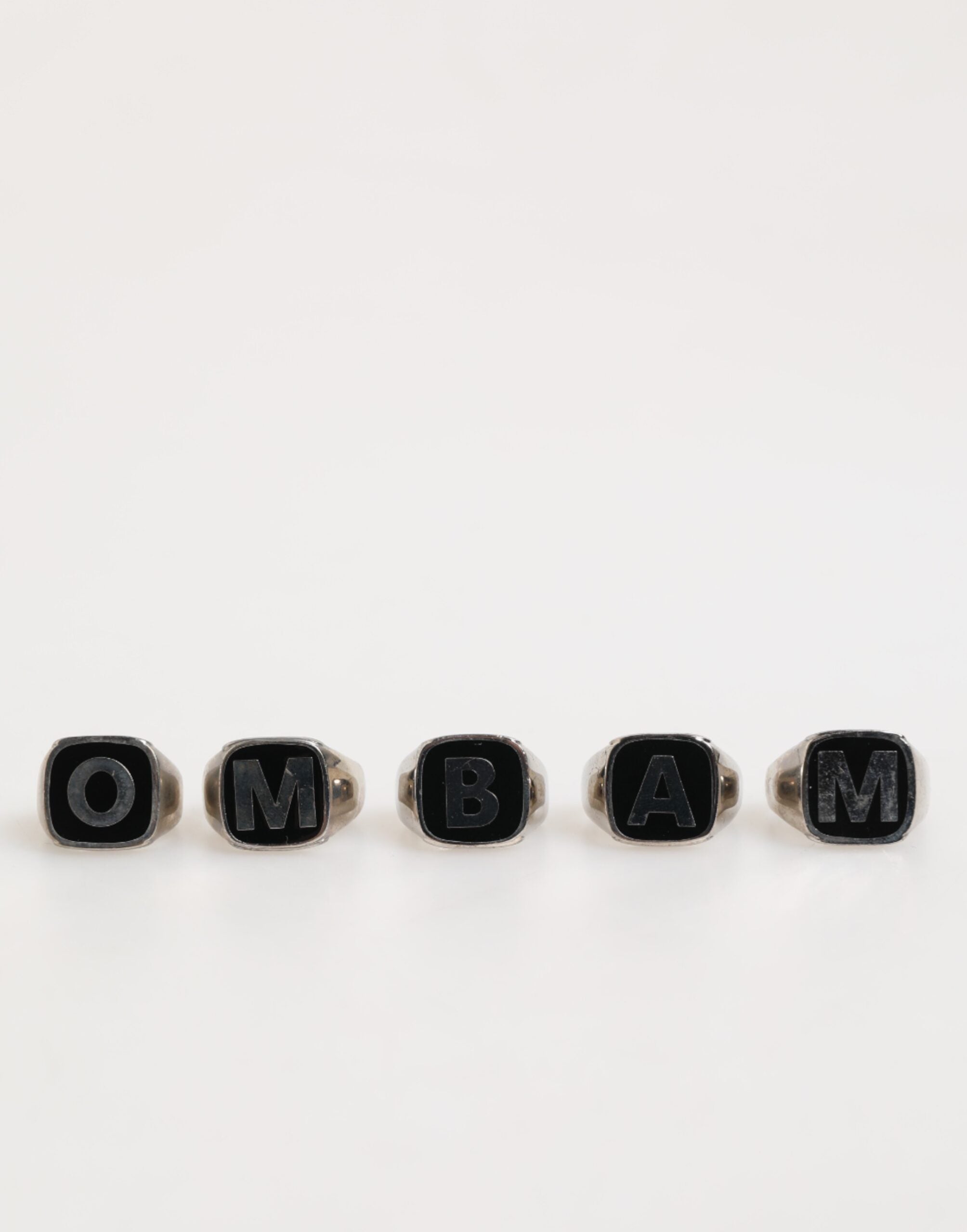 Dolce & Gabbana Silber-Ton Messing Schriftzug Set 5 Stück verstellbaren Ring