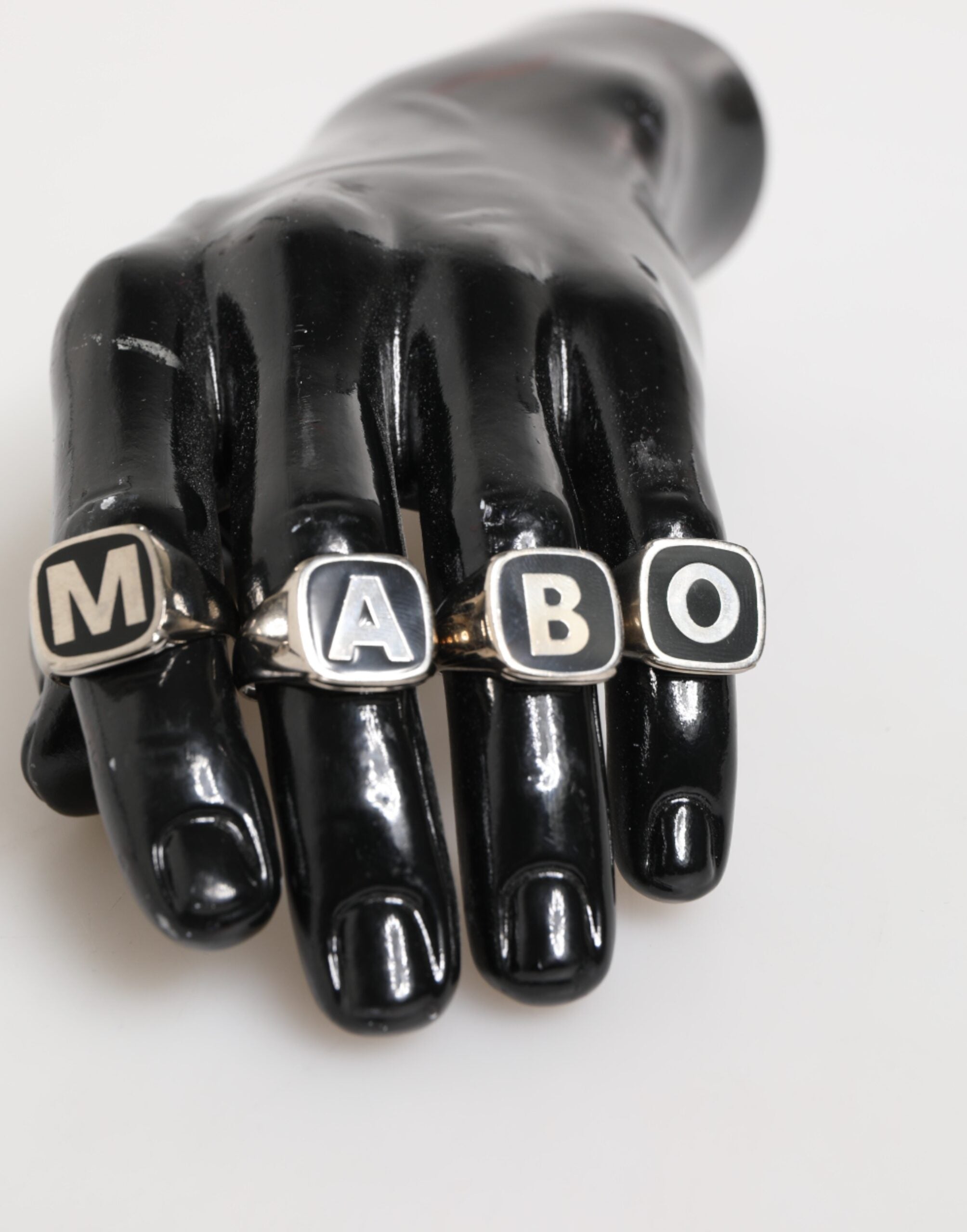 Dolce & Gabbana Silber-Ton Messing Schriftzug Set 5 Stück verstellbaren Ring